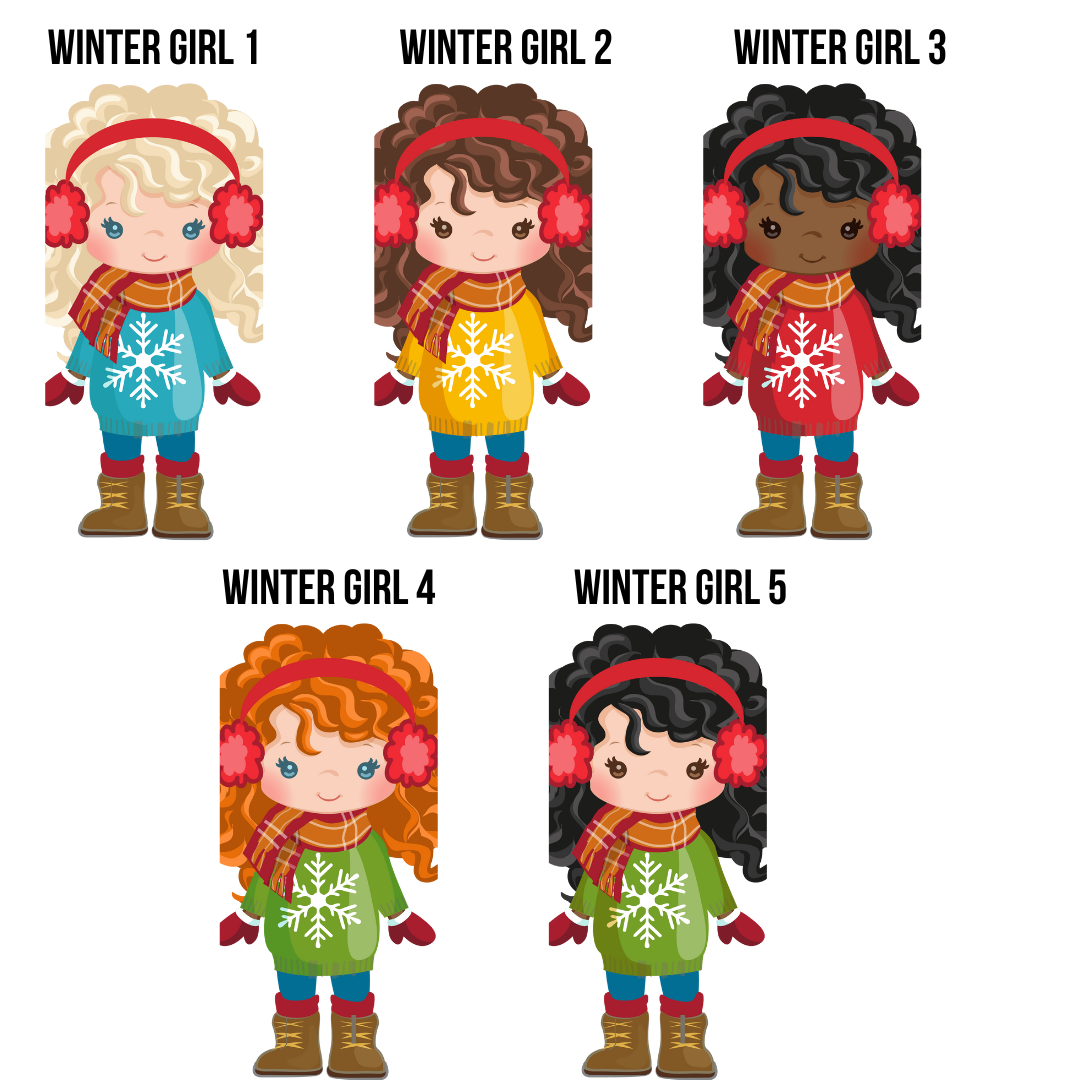 Winter Girl Cut Out Ornament Personalized
