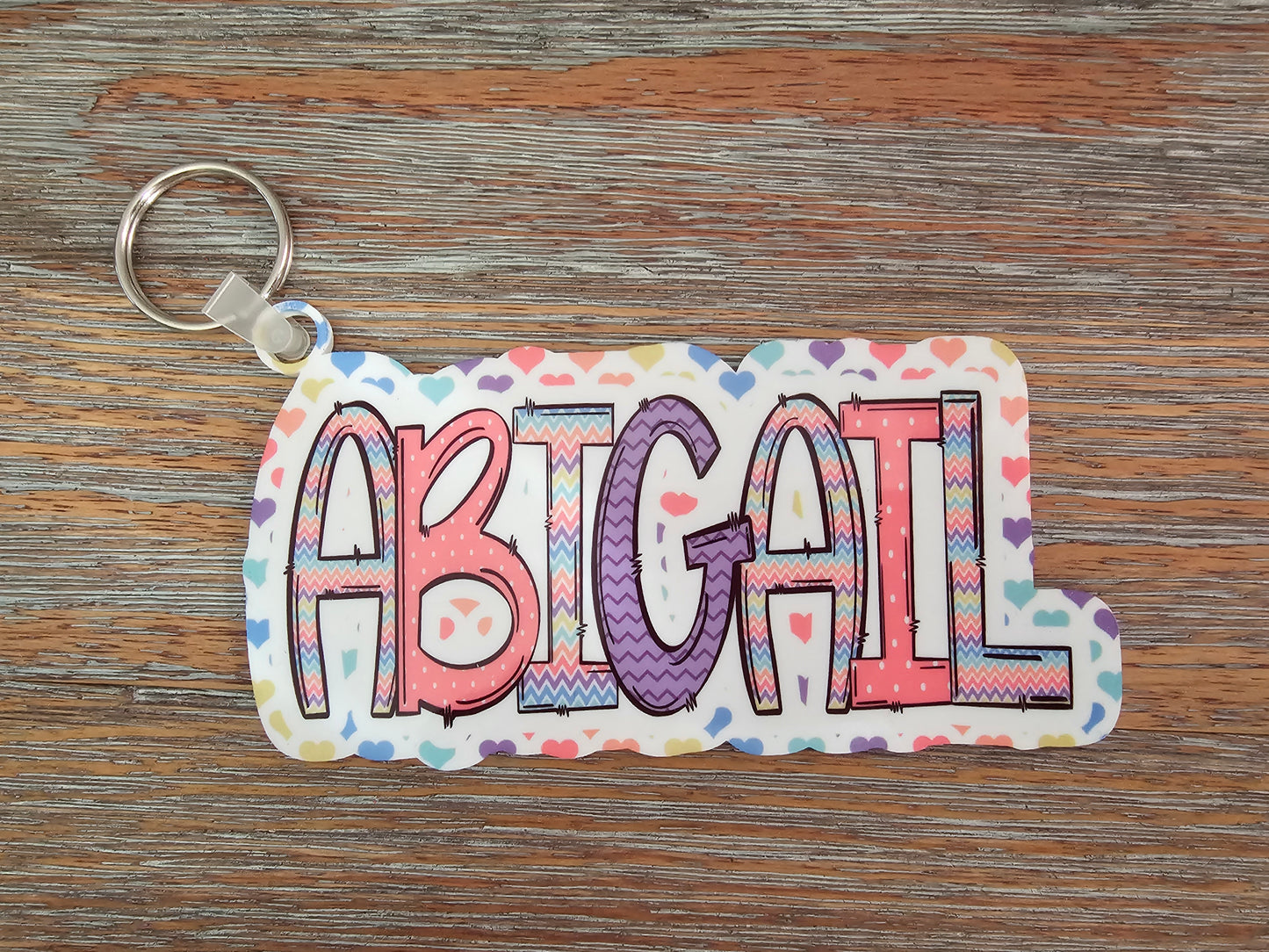 Pastel Rainbow Heart Bag Tag Keychain