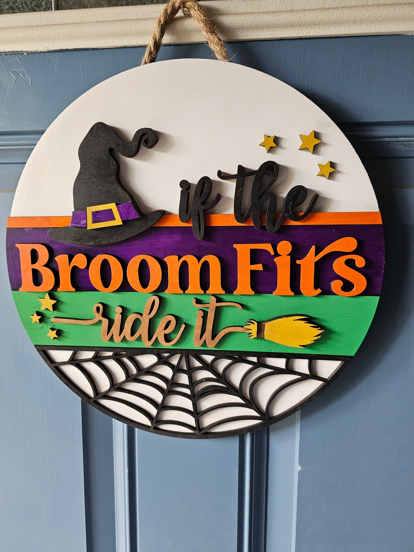 If the Broom Fits Wooden Door Hanging Sign
