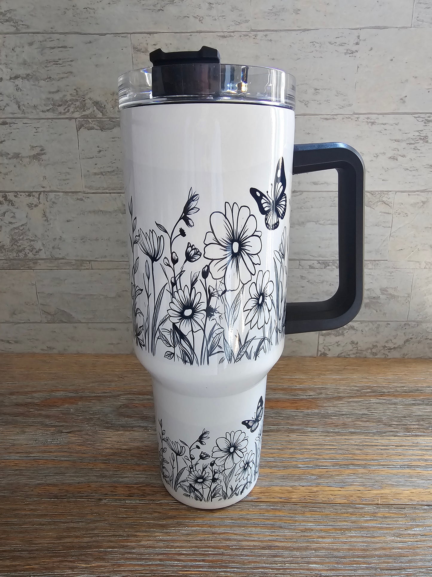 Floral Tumbler with Handle