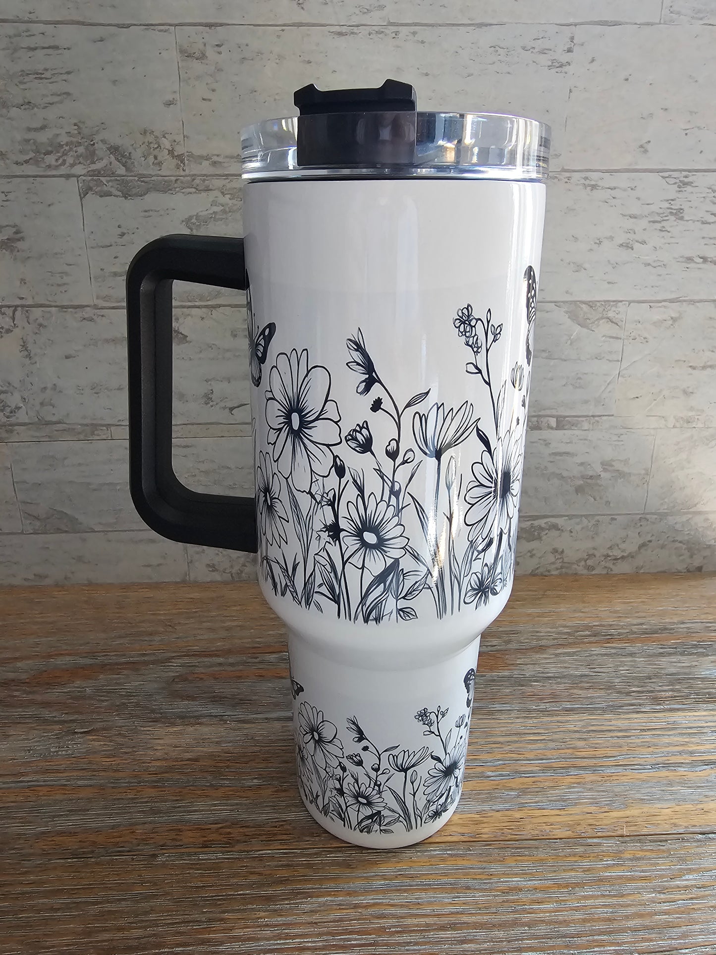 Floral Tumbler with Handle
