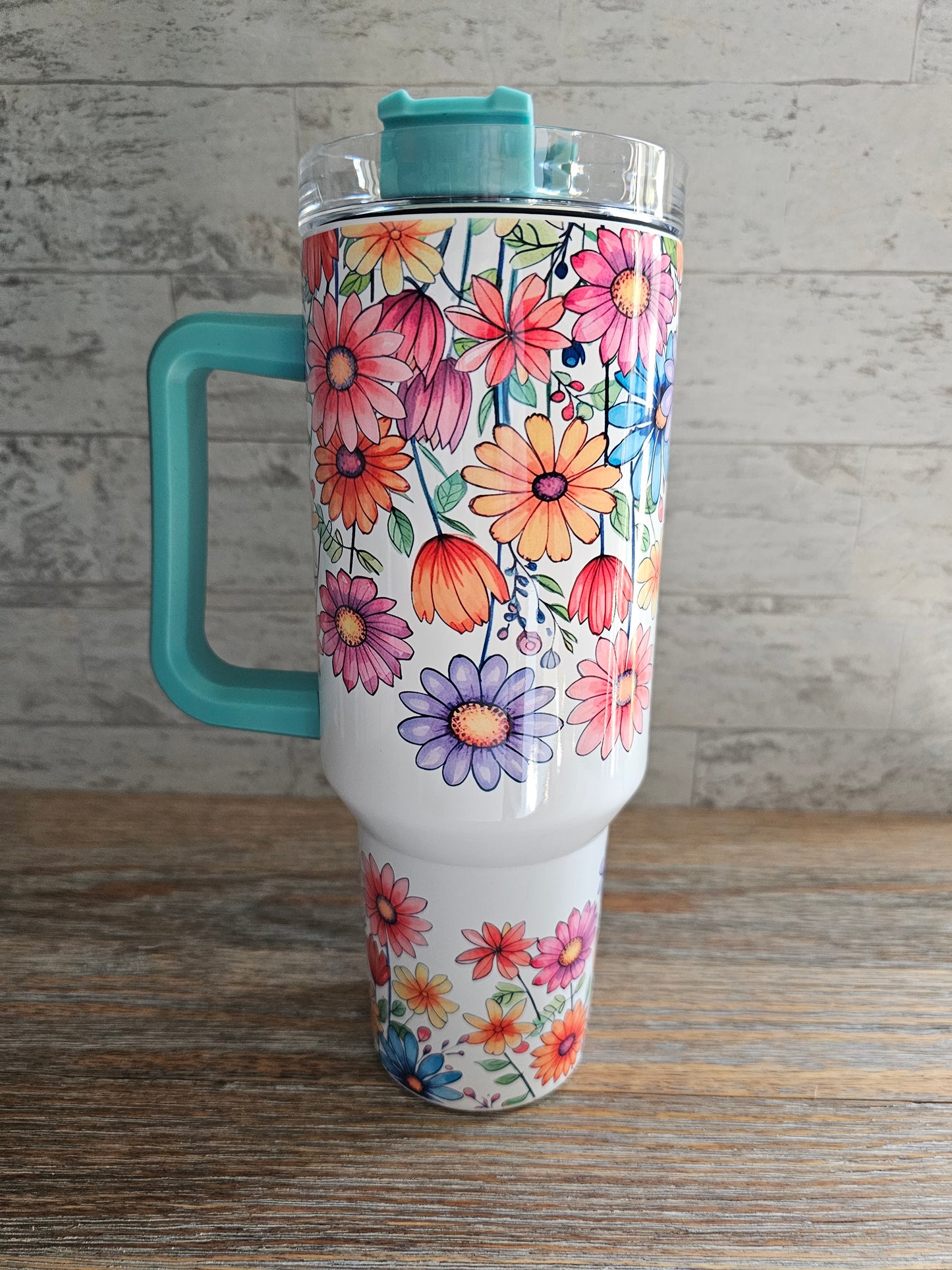 Floral Tumbler with Handle