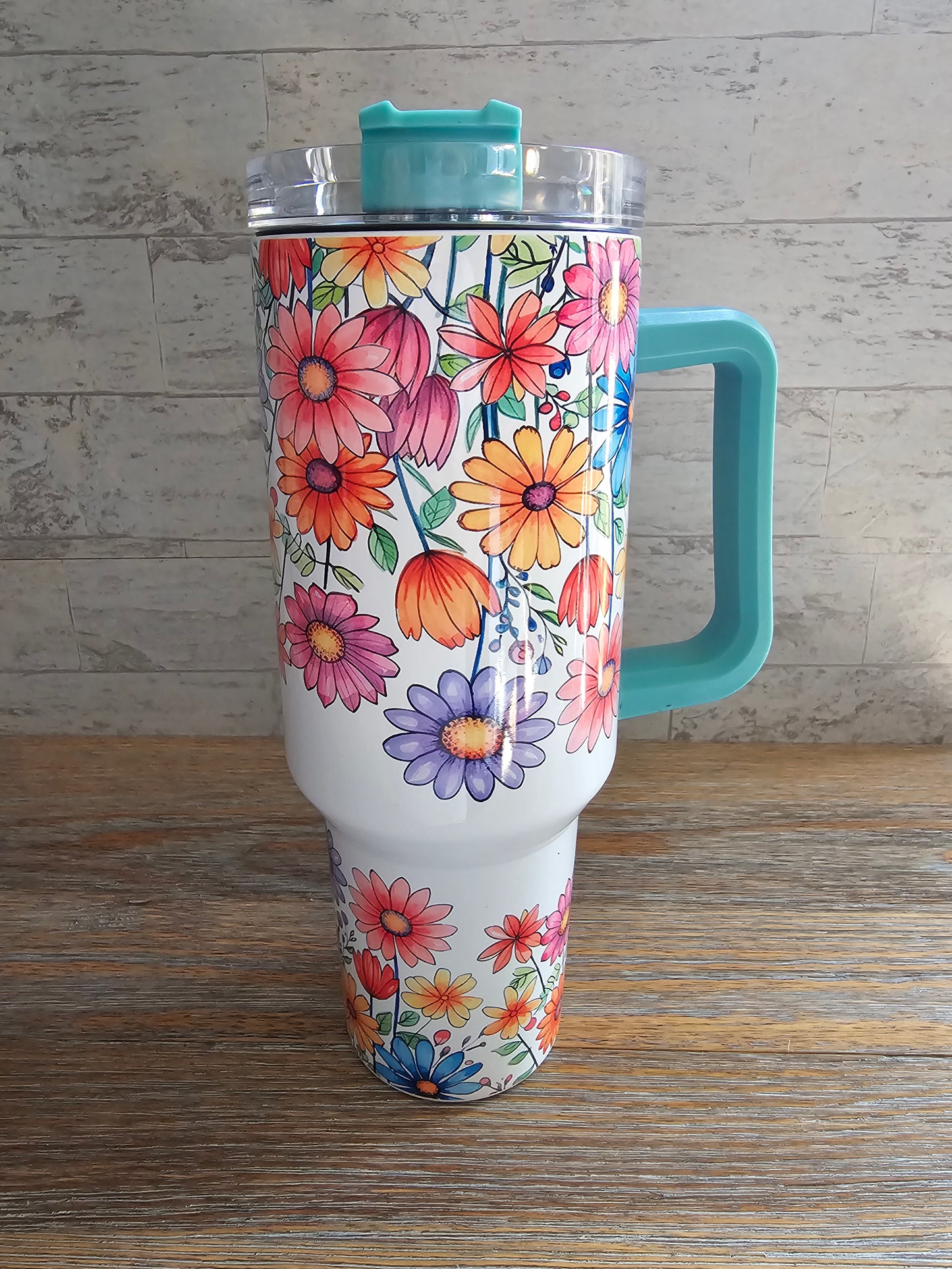 Floral Tumbler with Handle