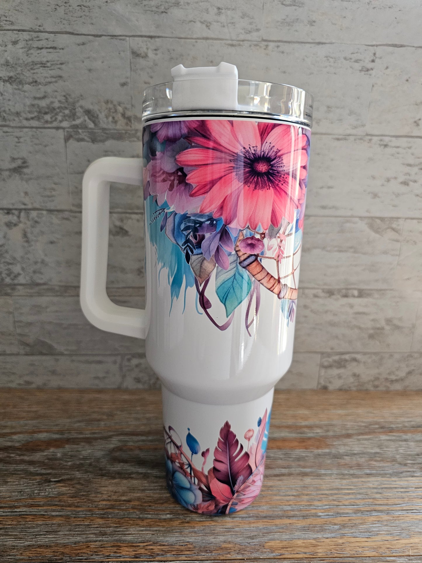 Floral Tumbler with Handle