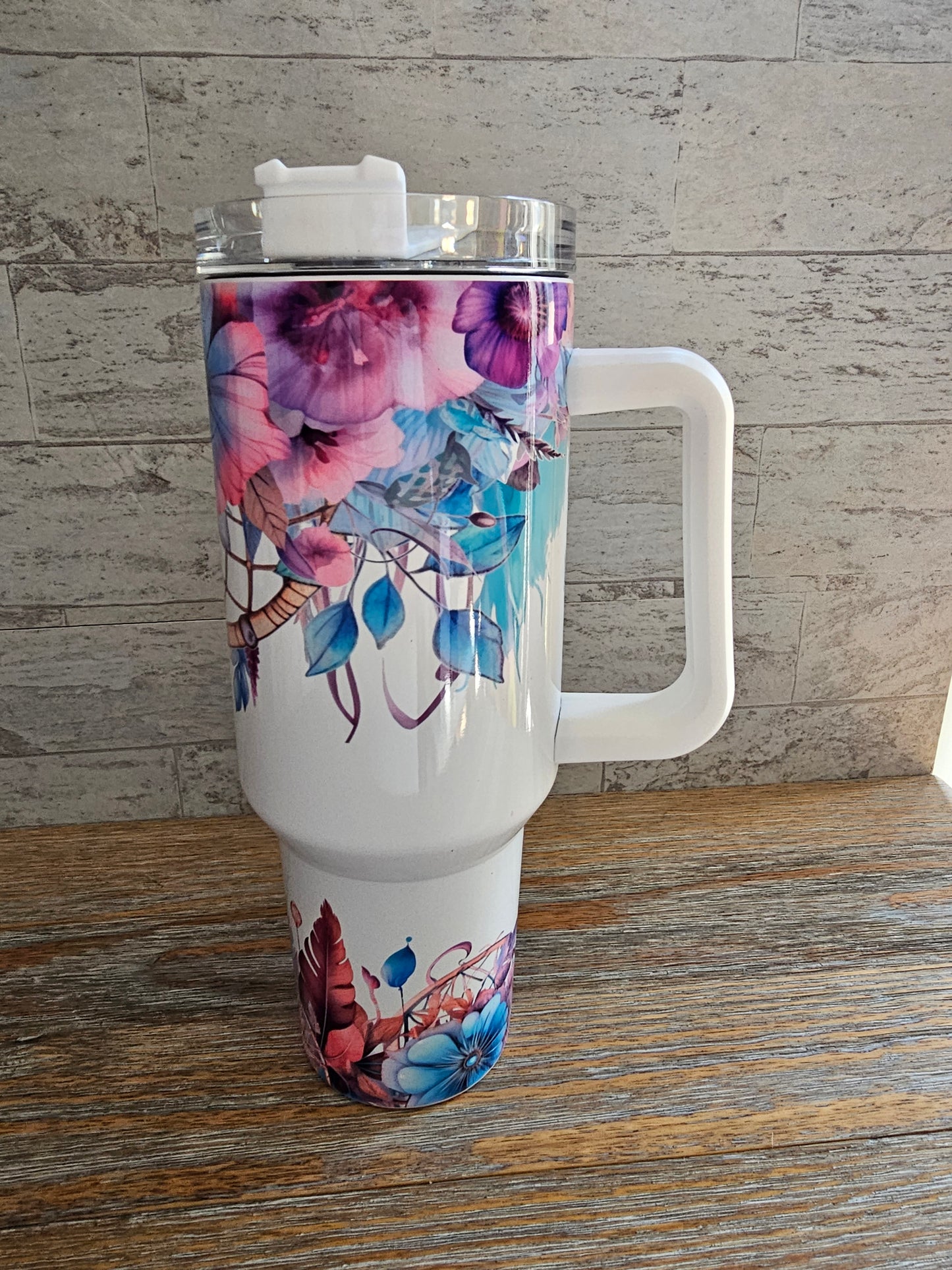 Floral Tumbler with Handle