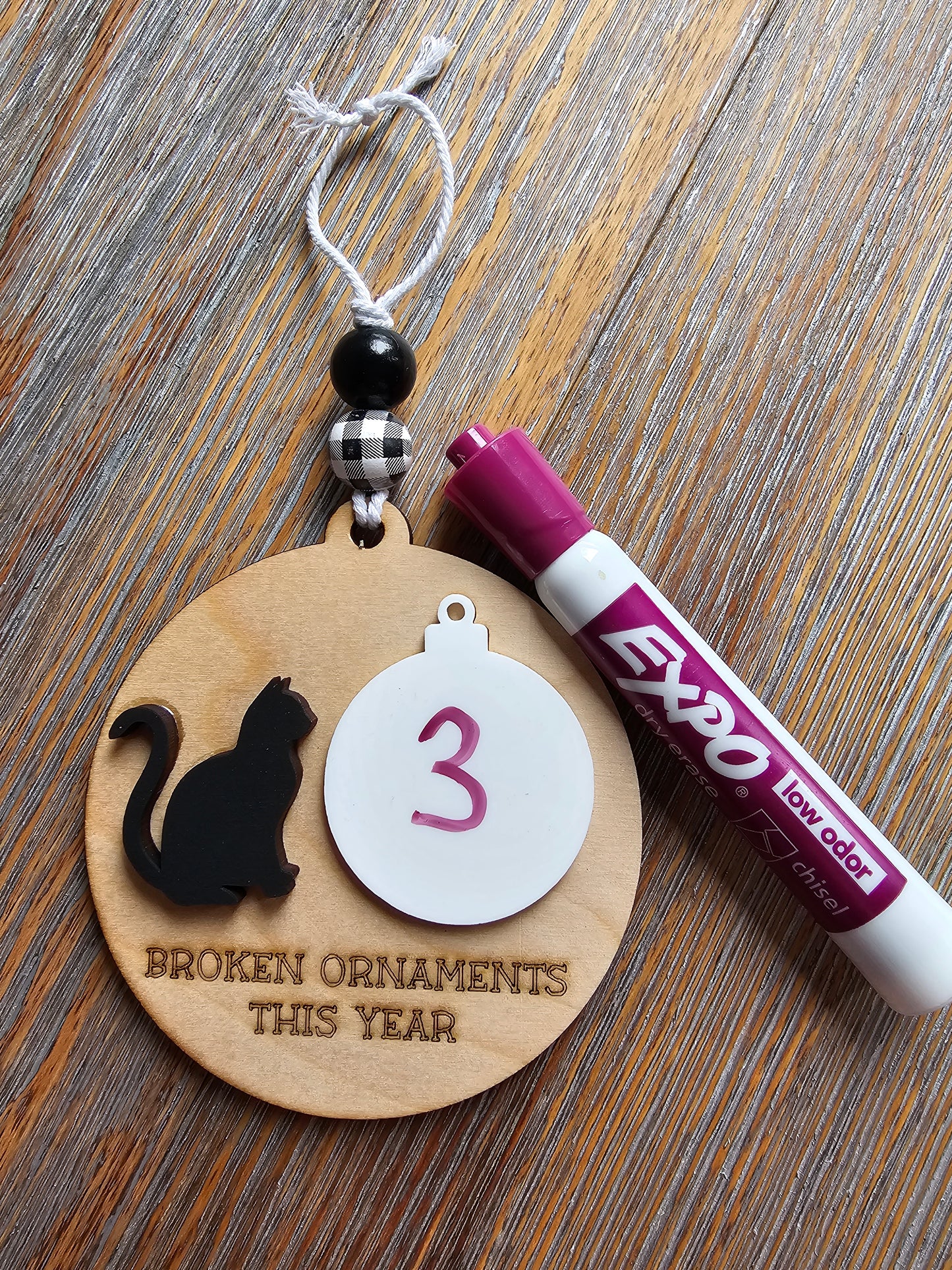 Cat Dry Erase Broken Ornament Counter Ornament