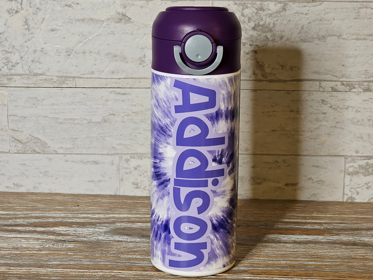 Purple Tie Dye Personalized Water Bottle