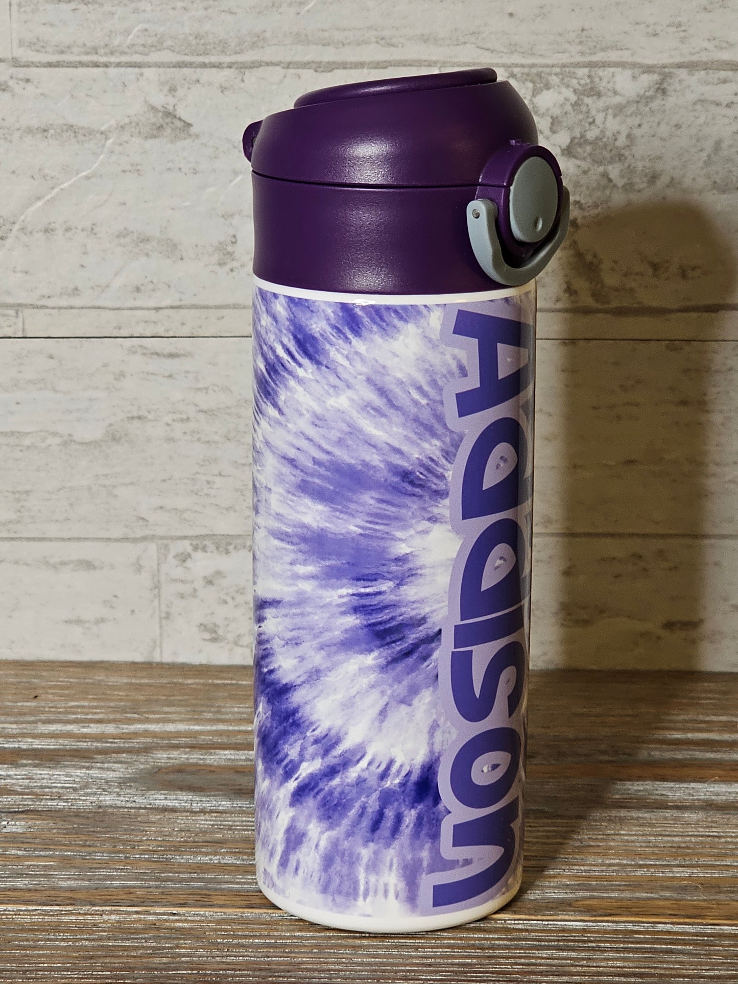 Purple Tie Dye Personalized Water Bottle