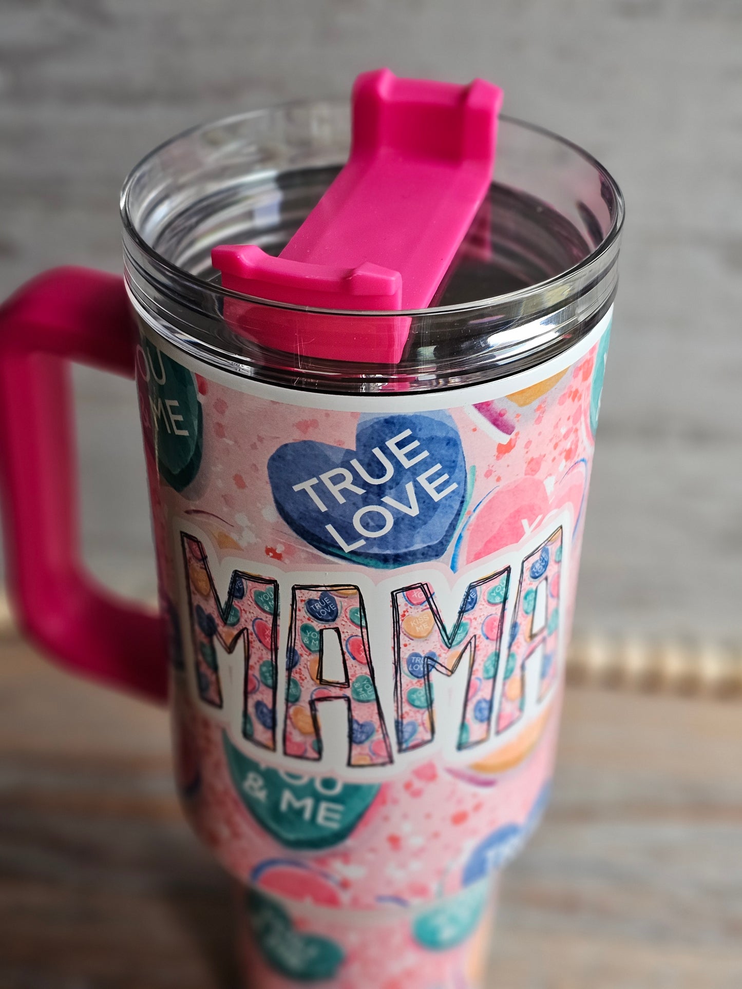 Candy Hearts 40 oz Tumbler with Handle