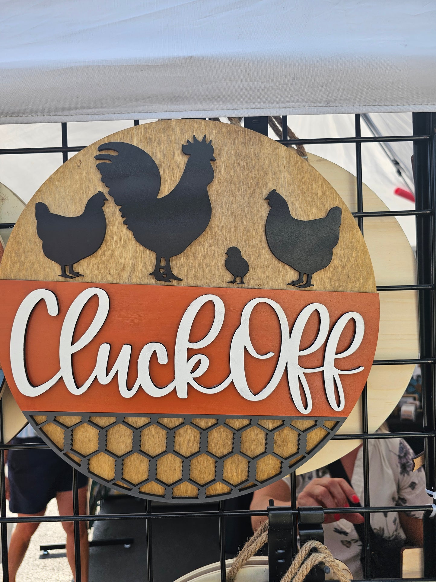 Cluck Off Wooden Door Hanging Sign