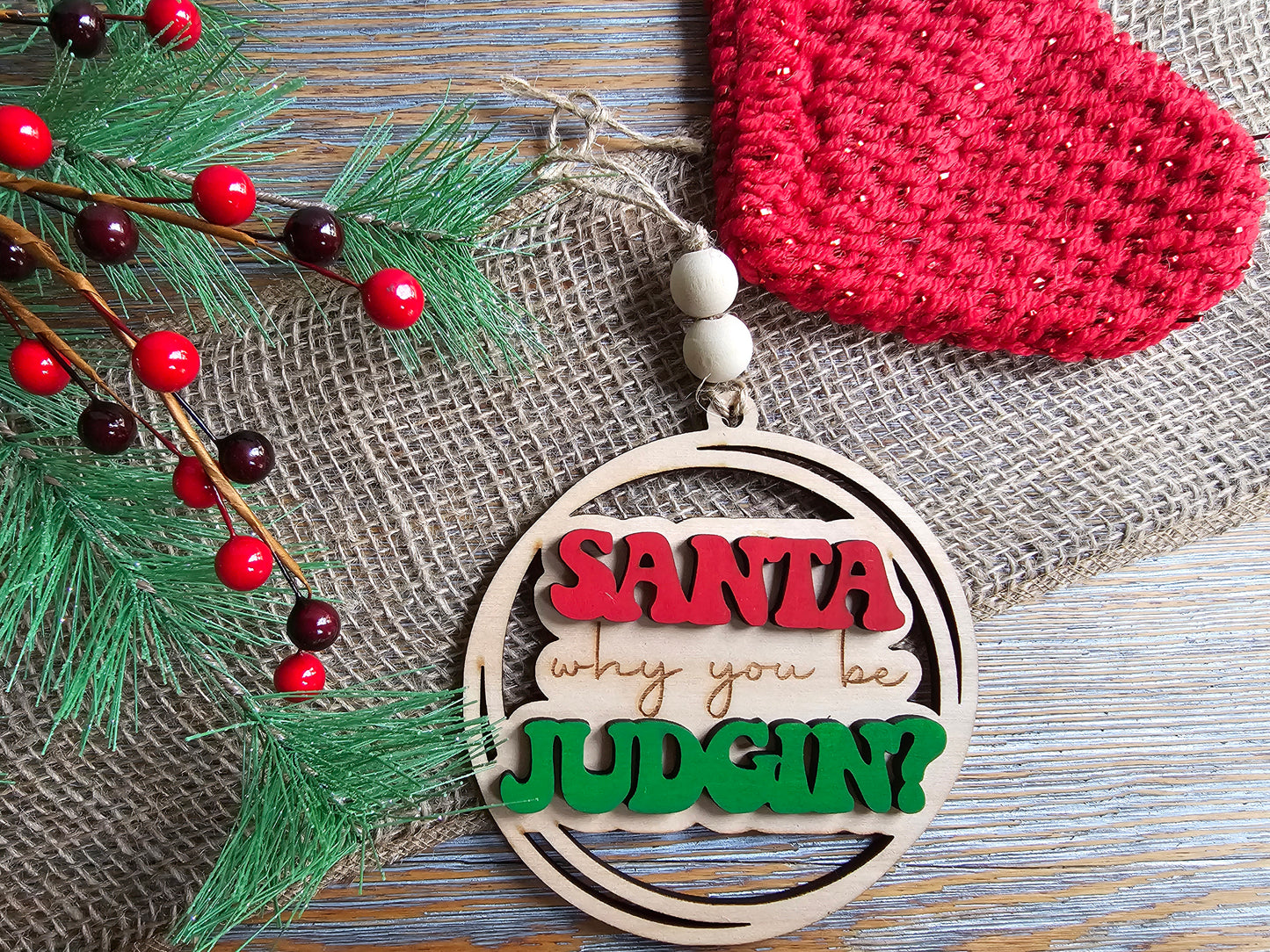 Santa Why You Judgin' Funny Ornament