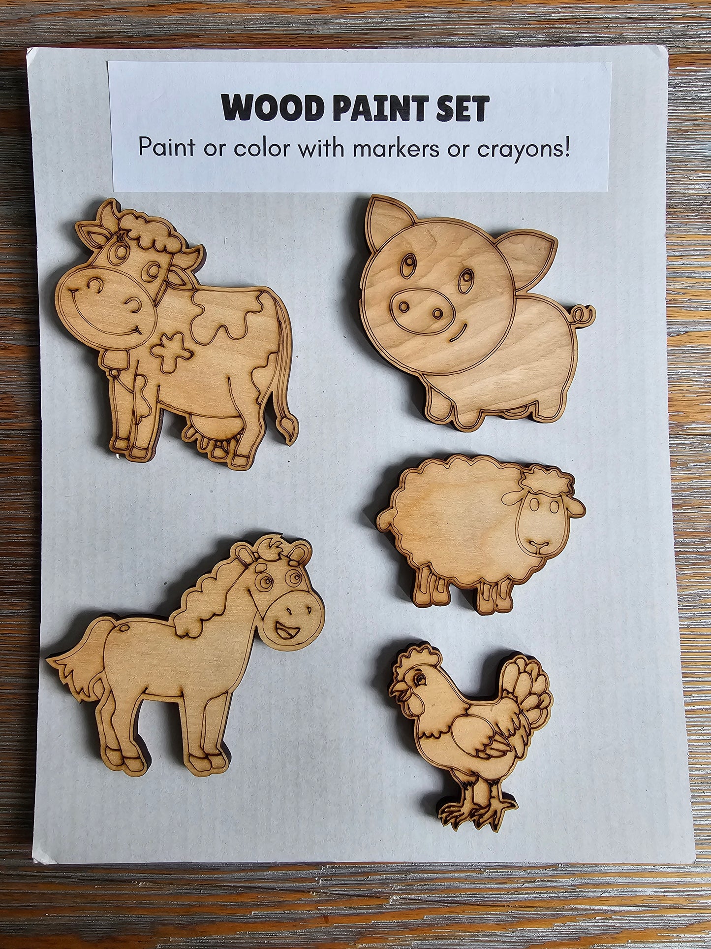 Farm Animals Wood Paint Set