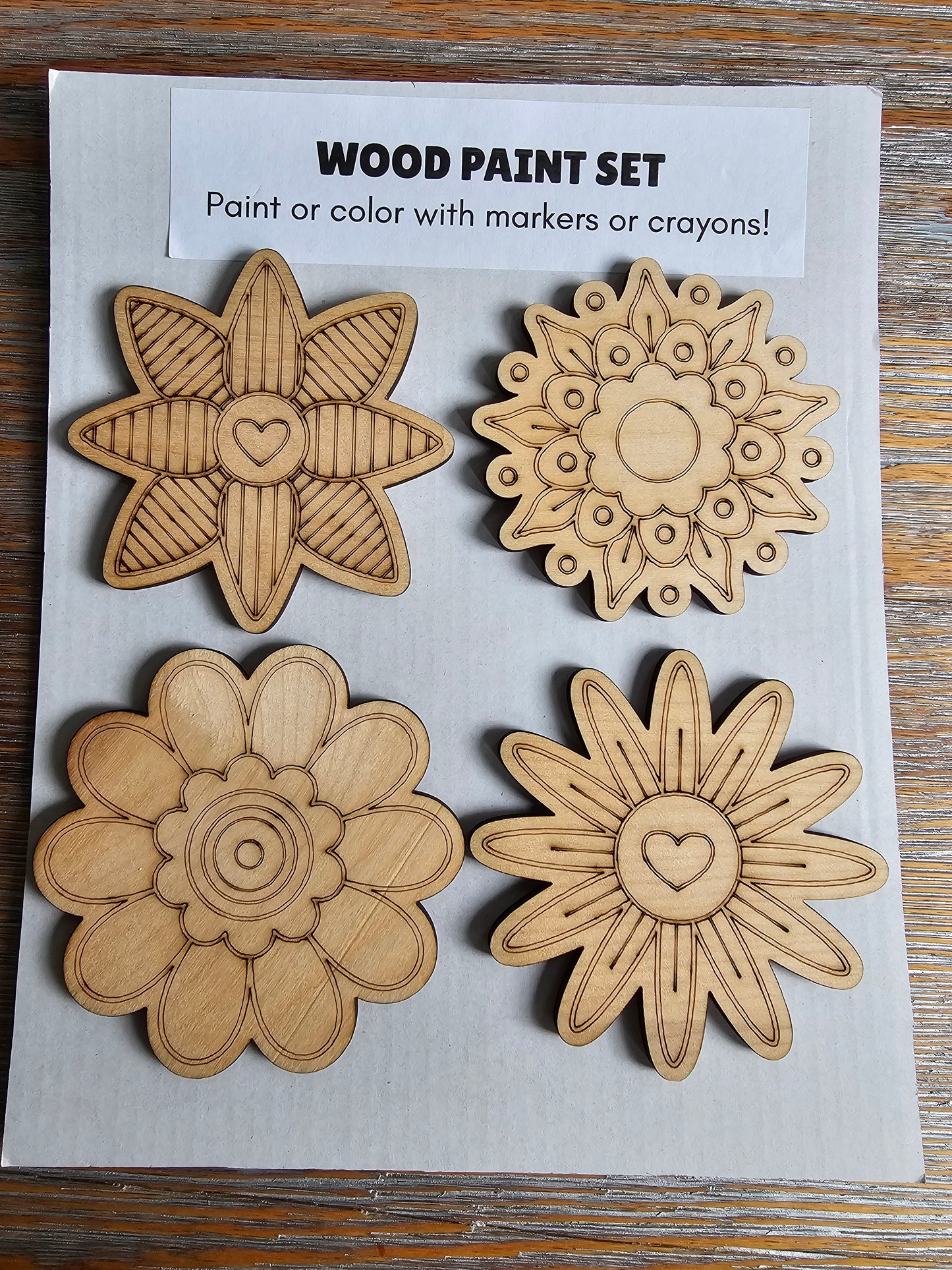 Flowers Wood Paint Set