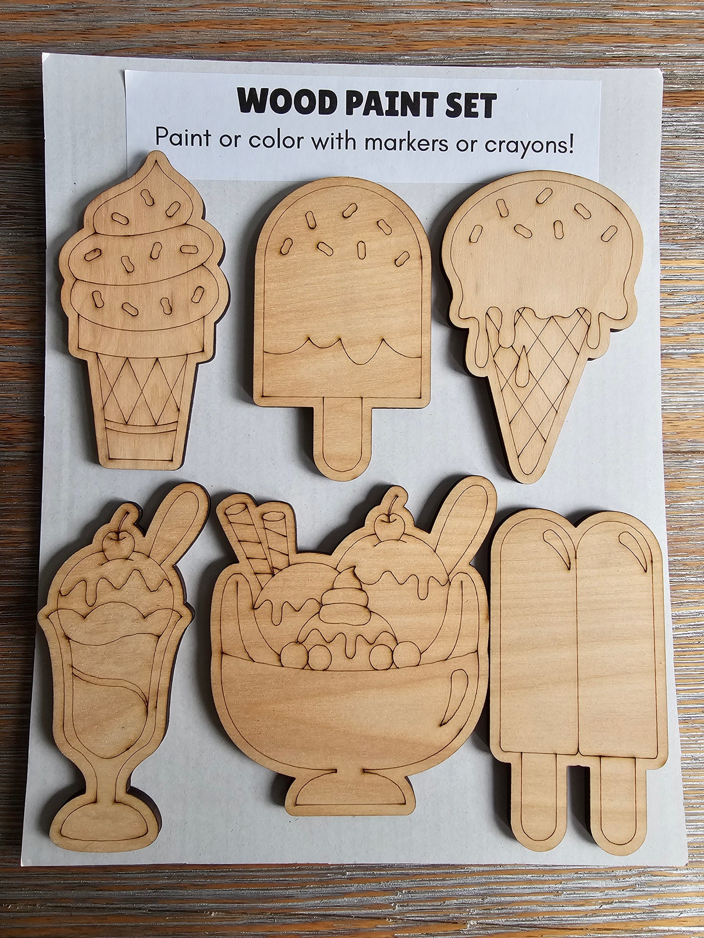 Ice Cream Wood Paint Set