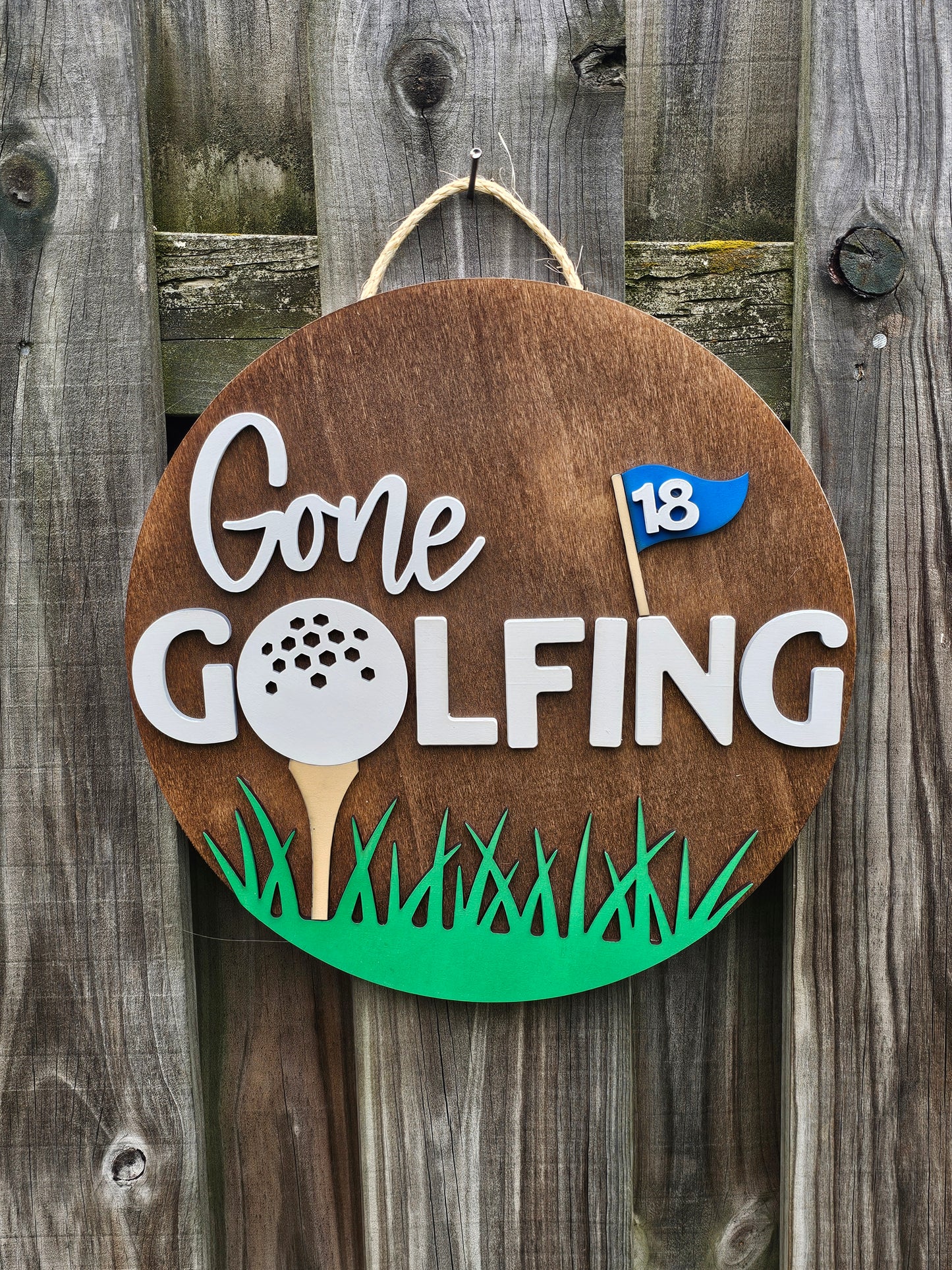 Gone Golfing Wooden Door Hanging Sign