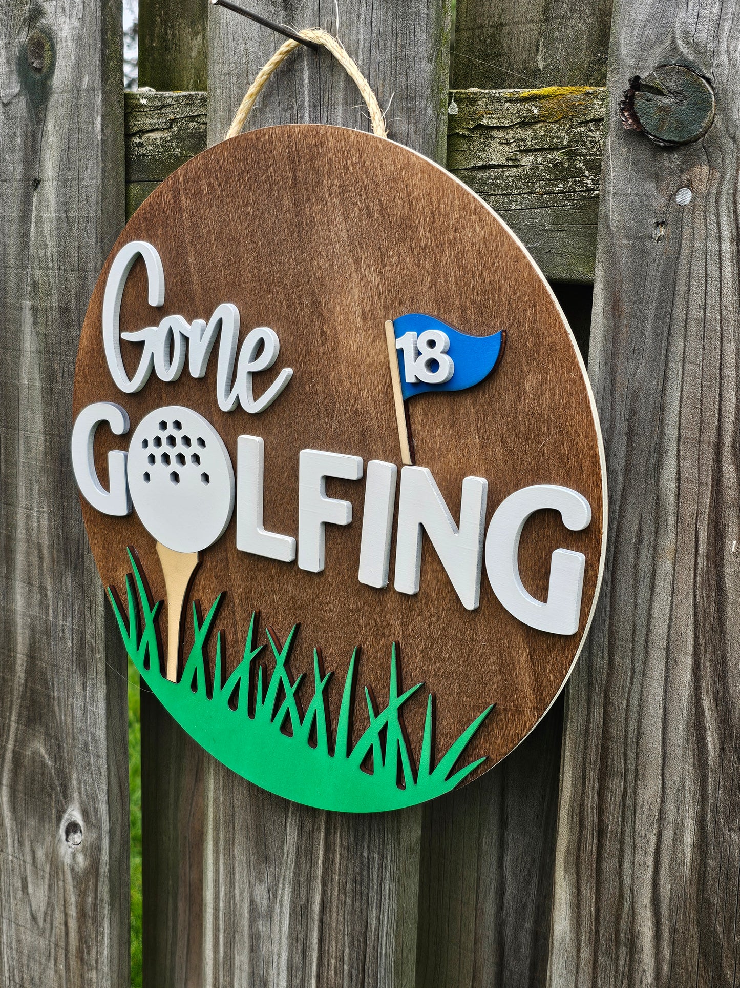 Gone Golfing Wooden Door Hanging Sign