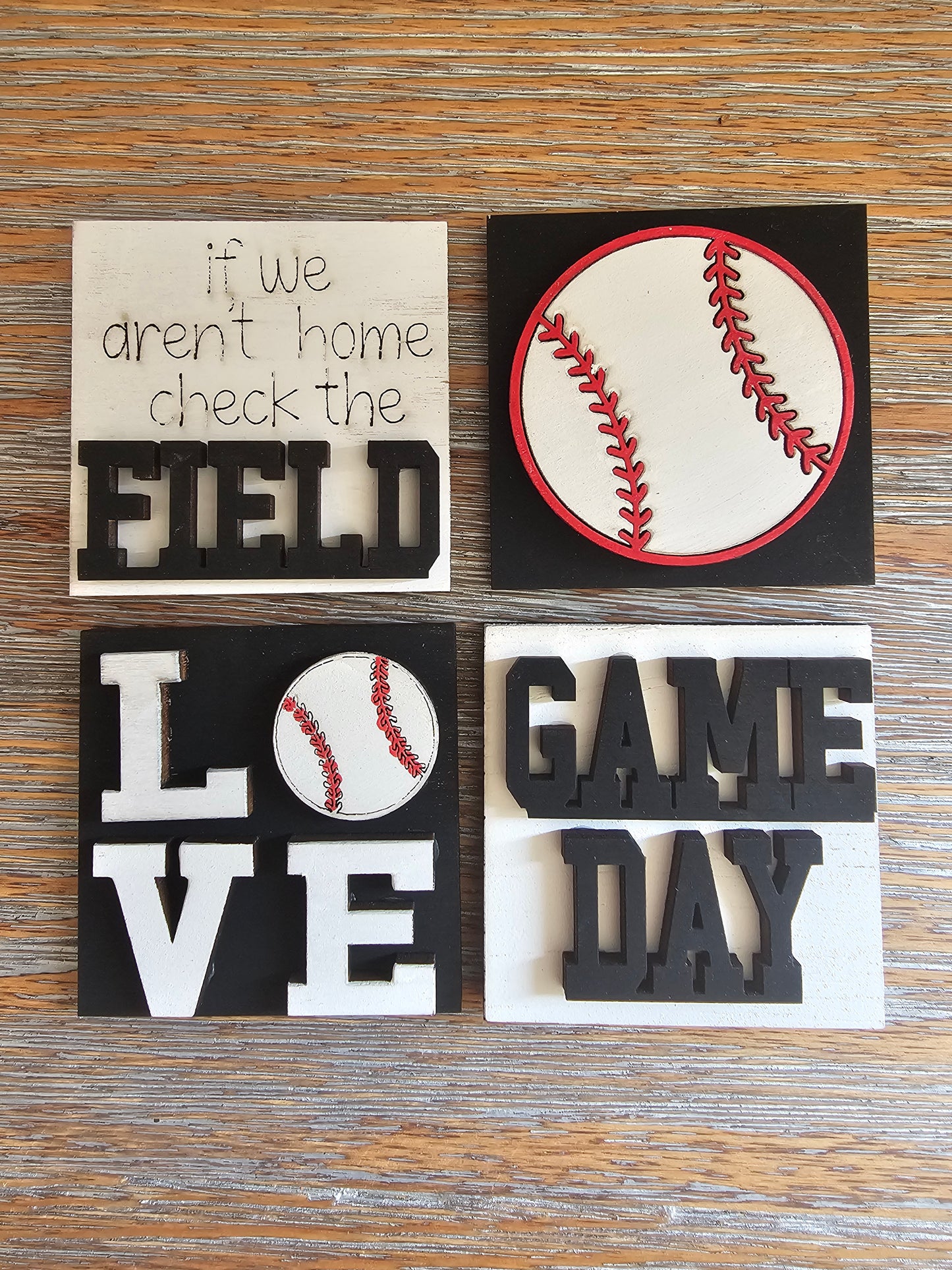 Baseball Interchangeable Tile Set - Set of 4