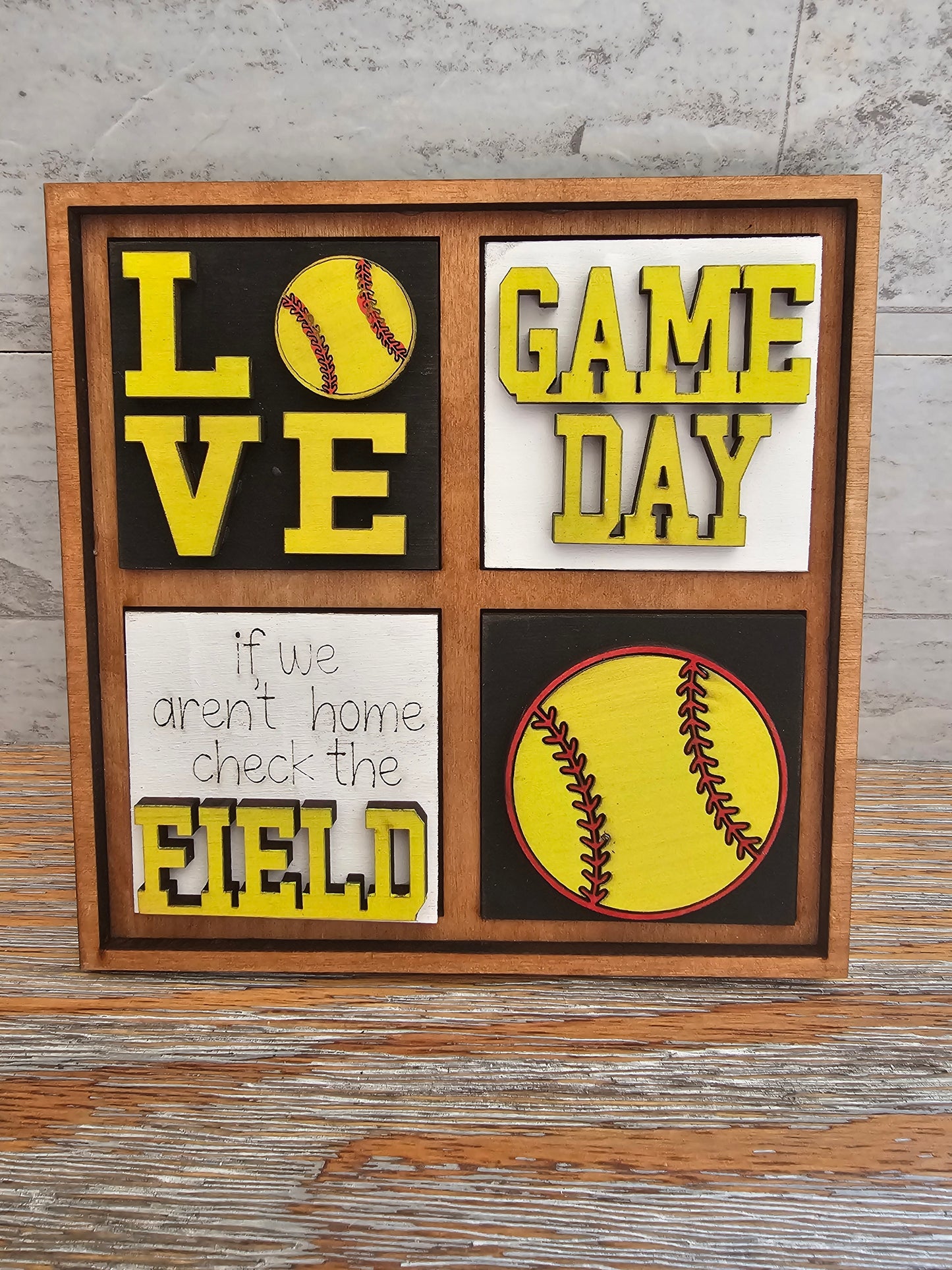 Softball Interchangeable Tile Set - Set of 4