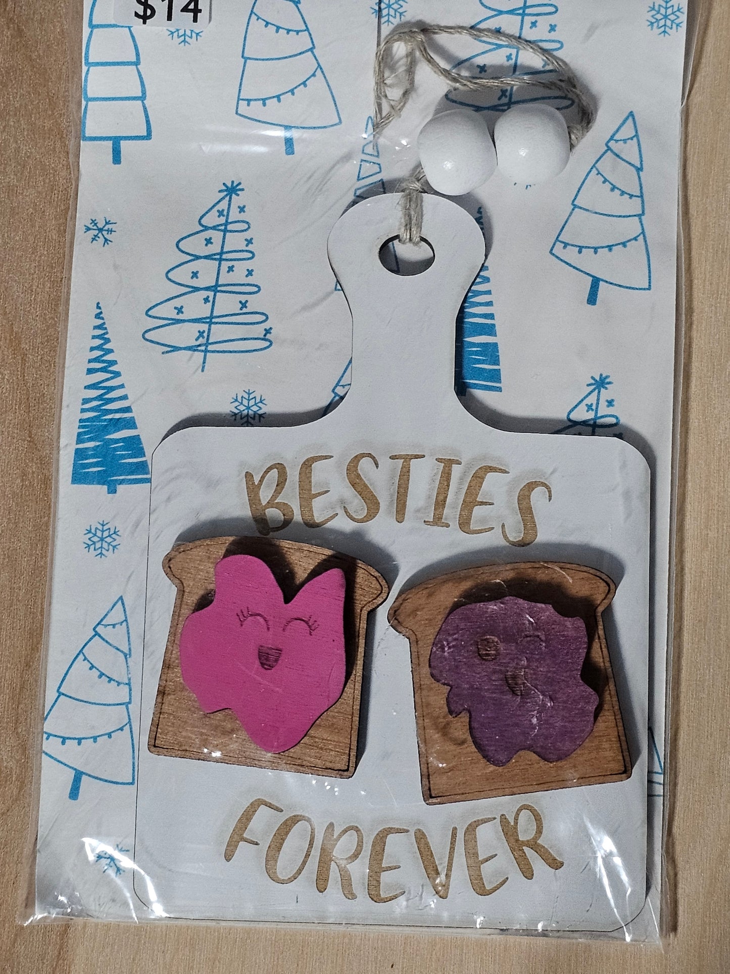 Besties Forever PB&J Wood Ornament - READY TO SHIP
