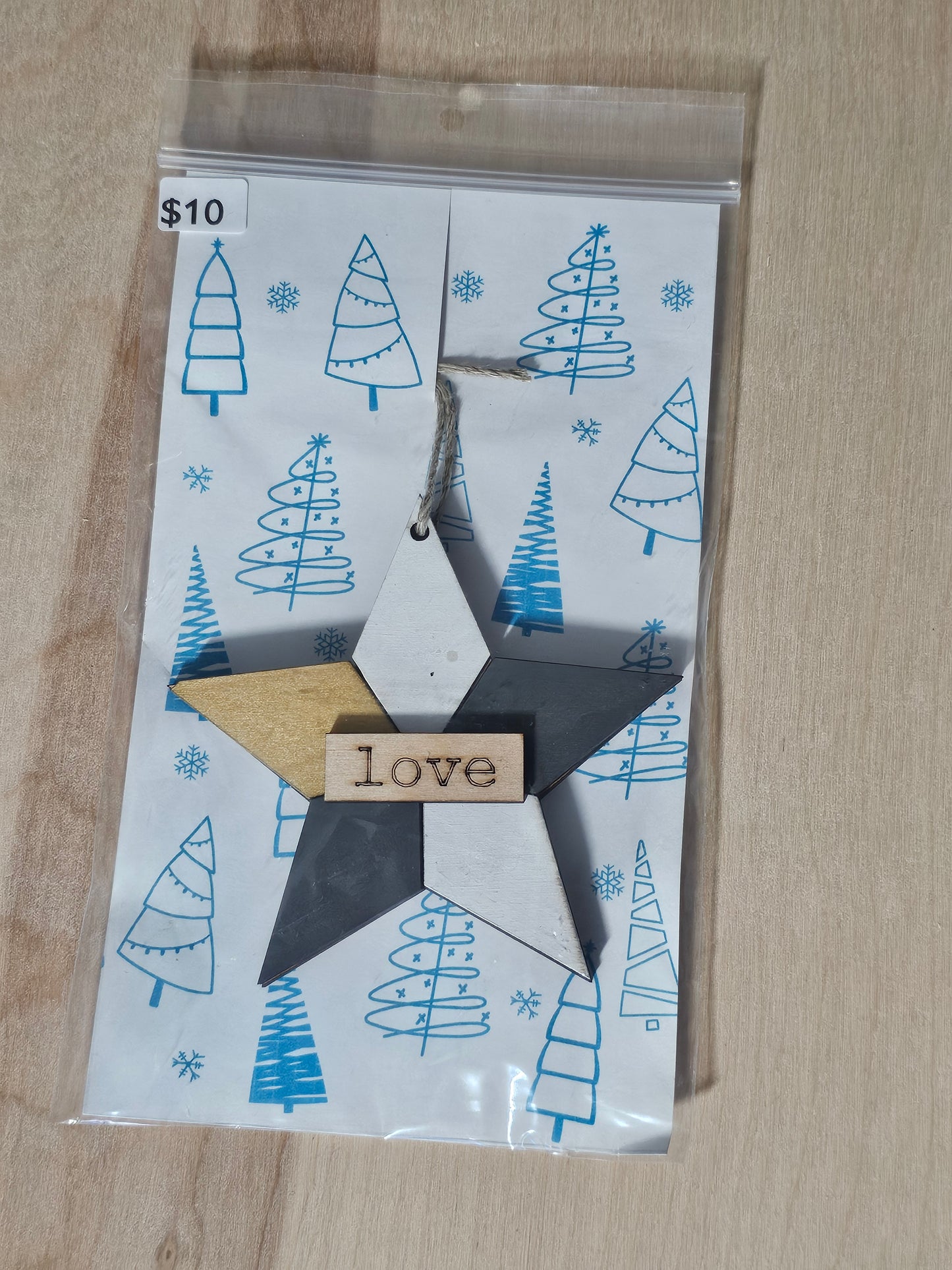 Love Star Wood Ornament - READY TO SHIP