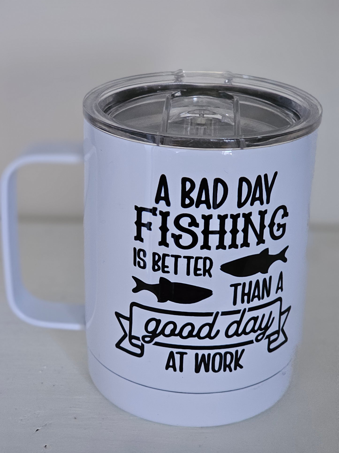 Fishing Funny Mug - Metal Mug with Lid
