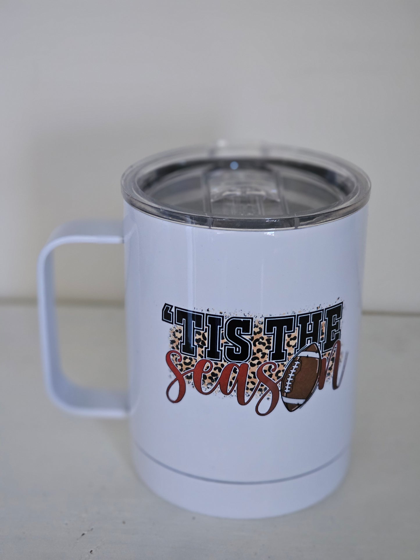 Tis the Season Football Mug - Metal Mug with Lid