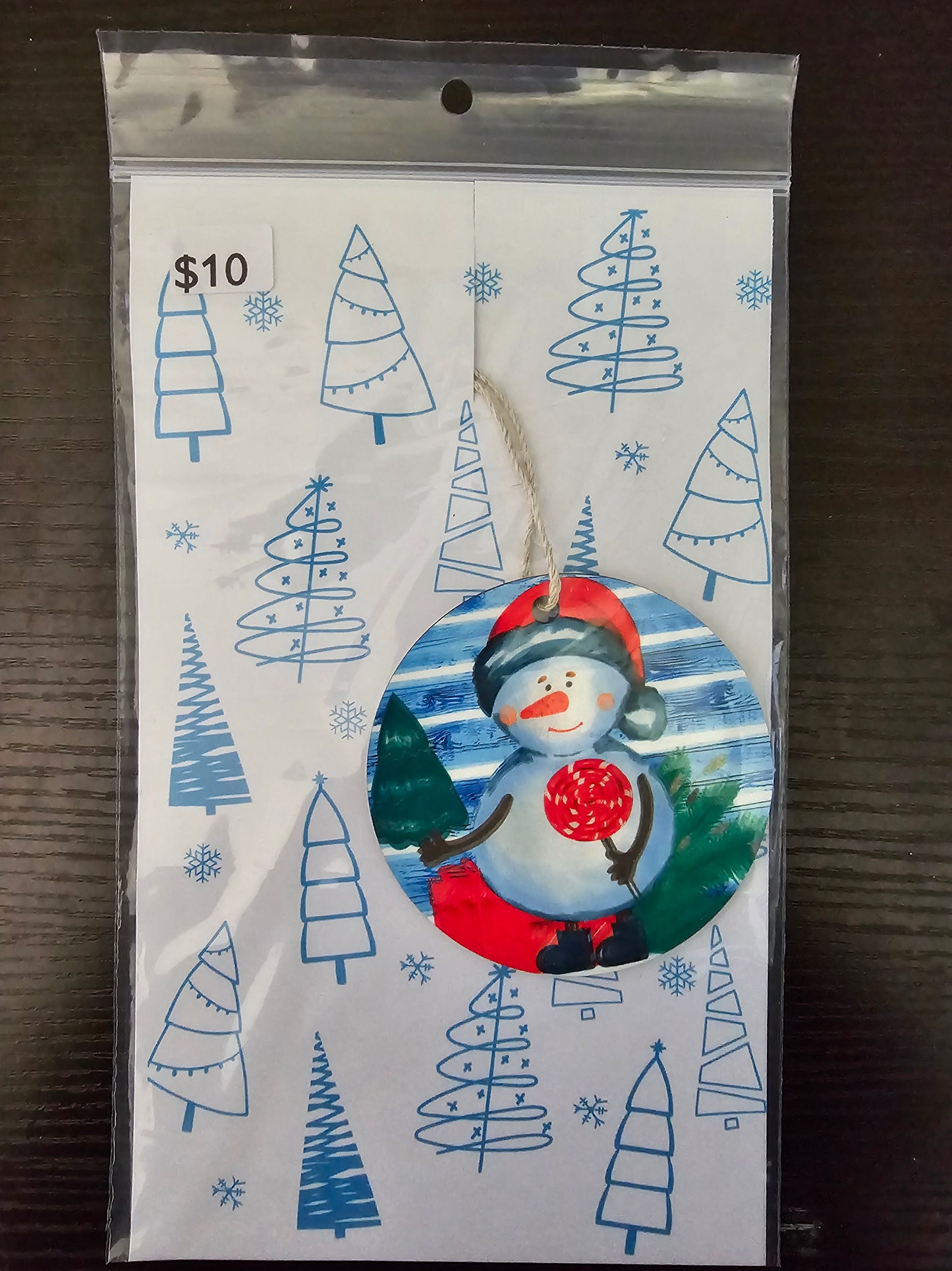 Snowman Aluminum Ornament - READY TO SHIP