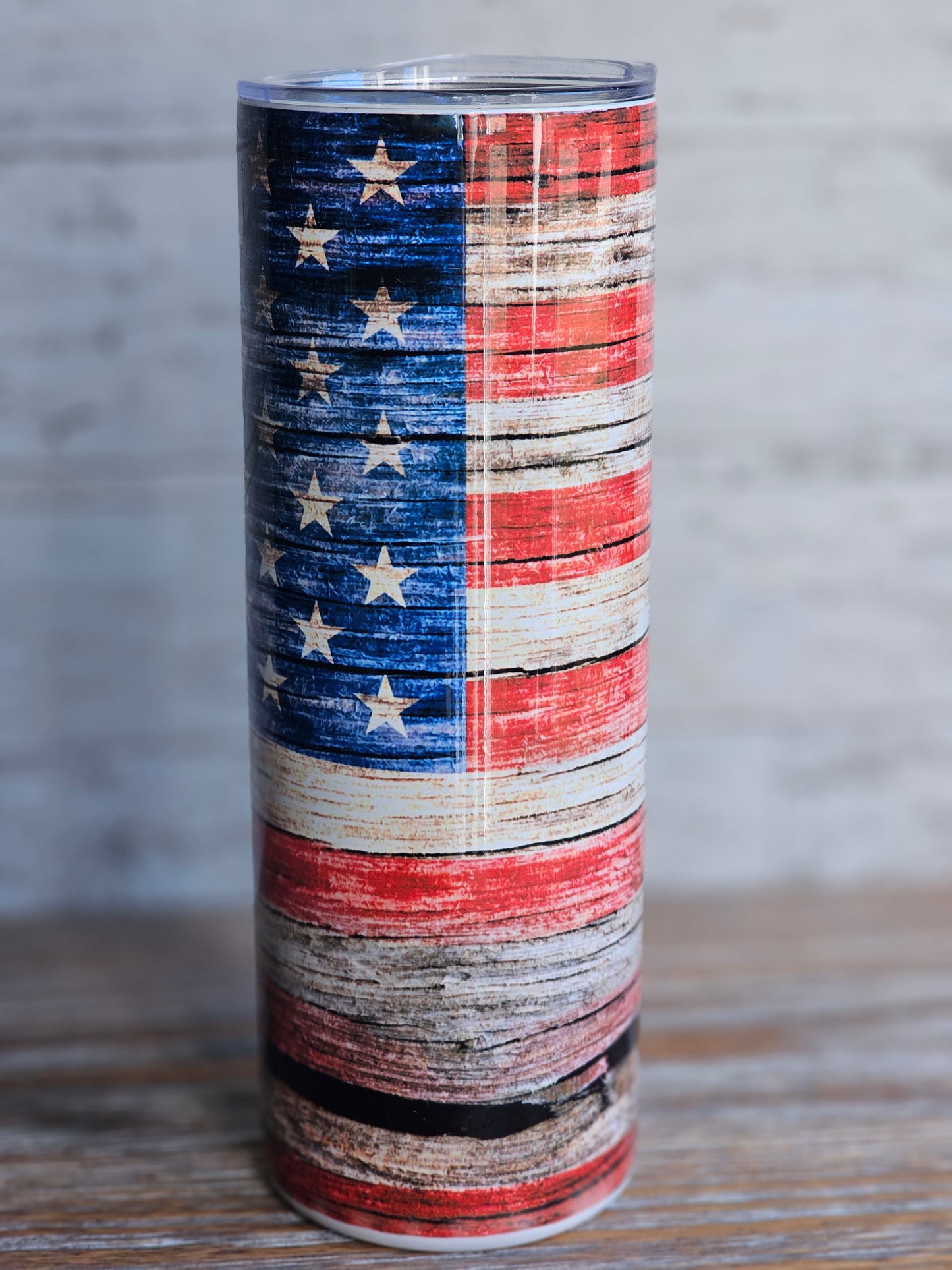 Rustic American Flag - 20 oz Stainless Steel Tumbler
