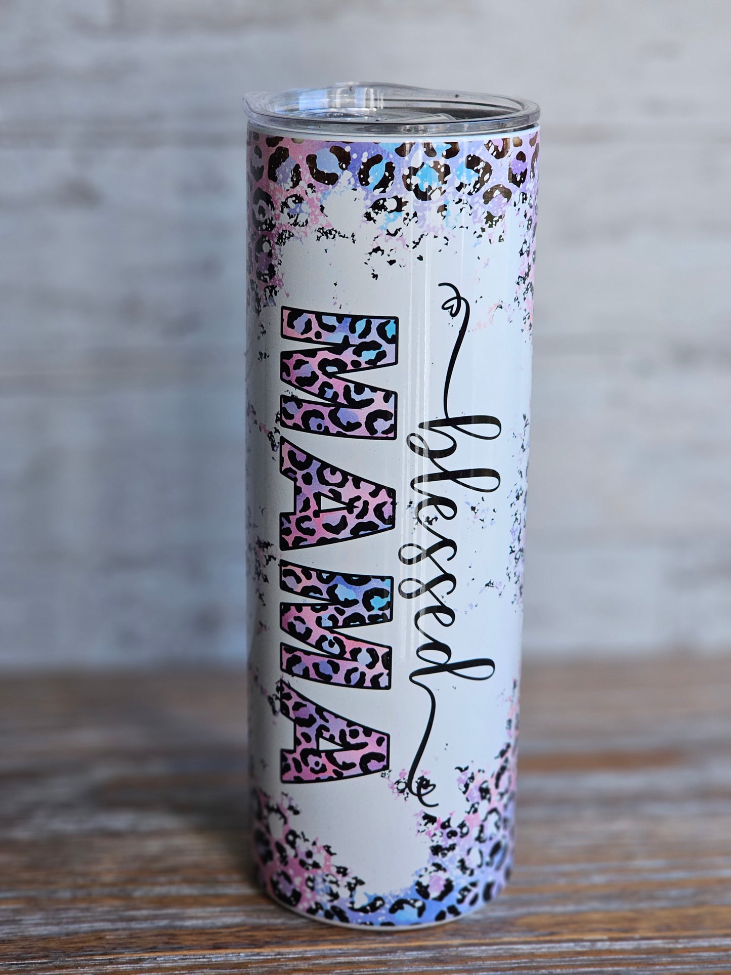 Blessed Mama Pink/Purple Leopard - 20 oz Stainless Steel Tumbler