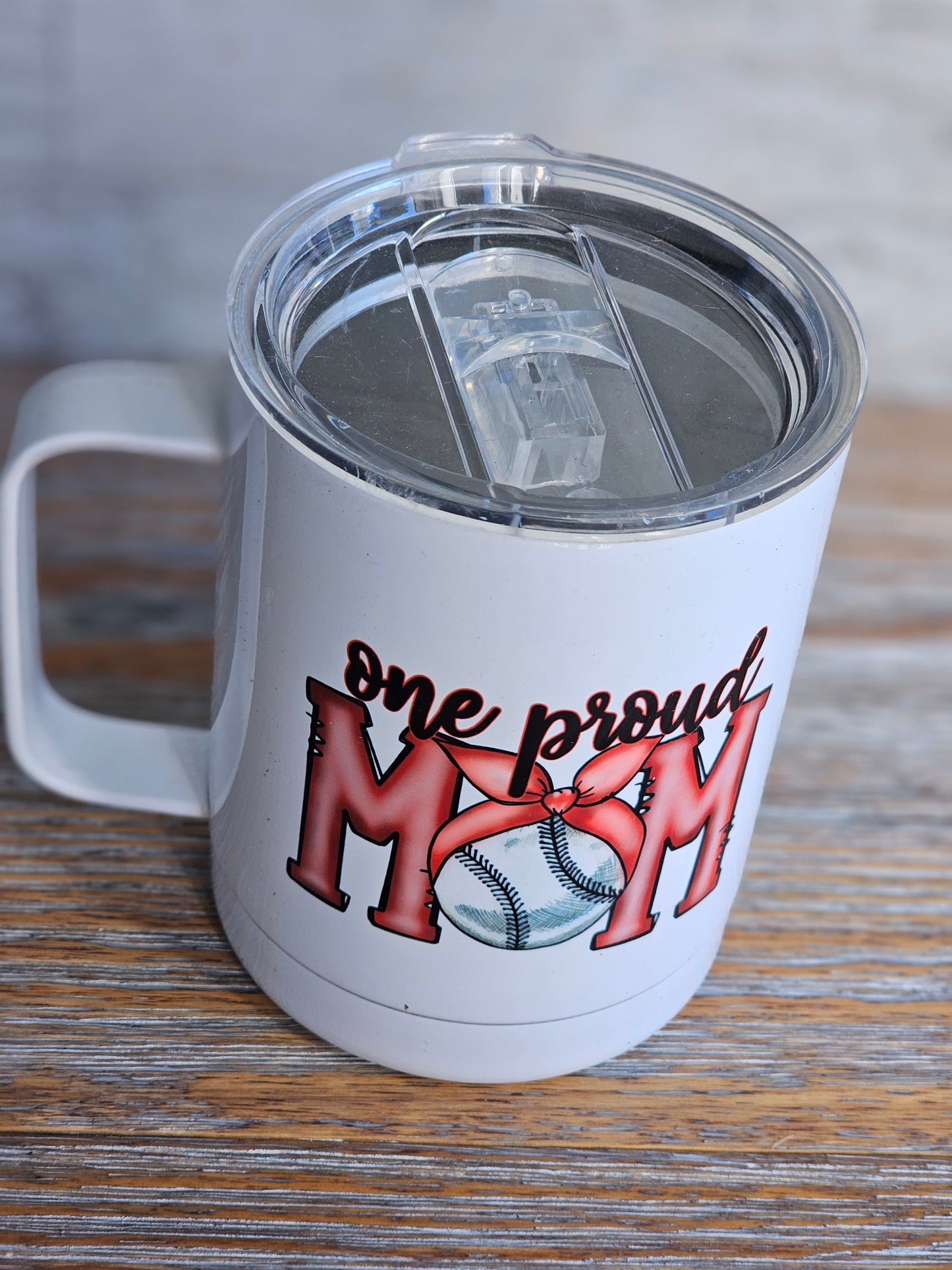 One Proud Baseball MOM - Metal Mug with Plastic Lid