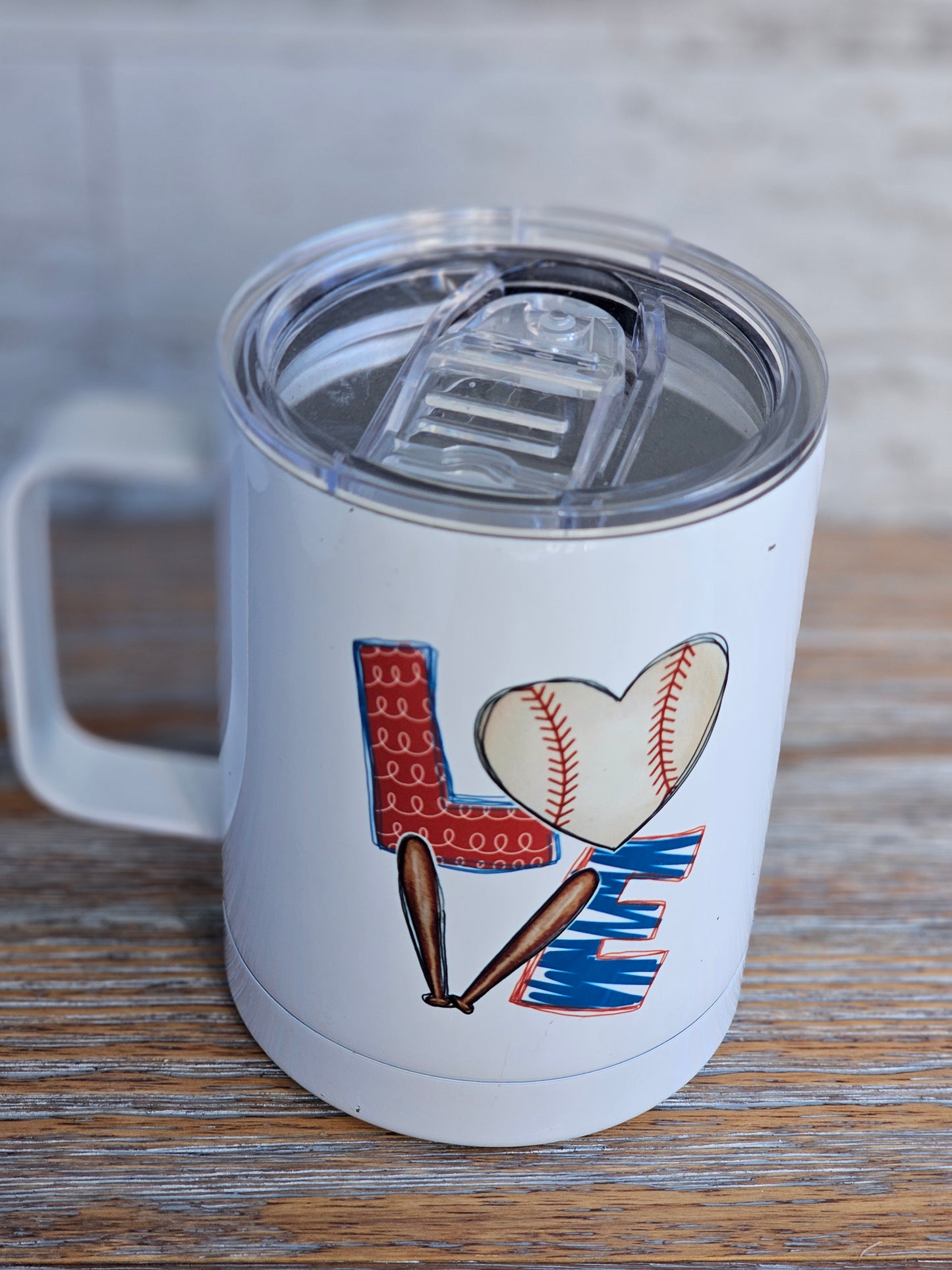 LOVE Baseball - Metal Mug with Plastic Lid