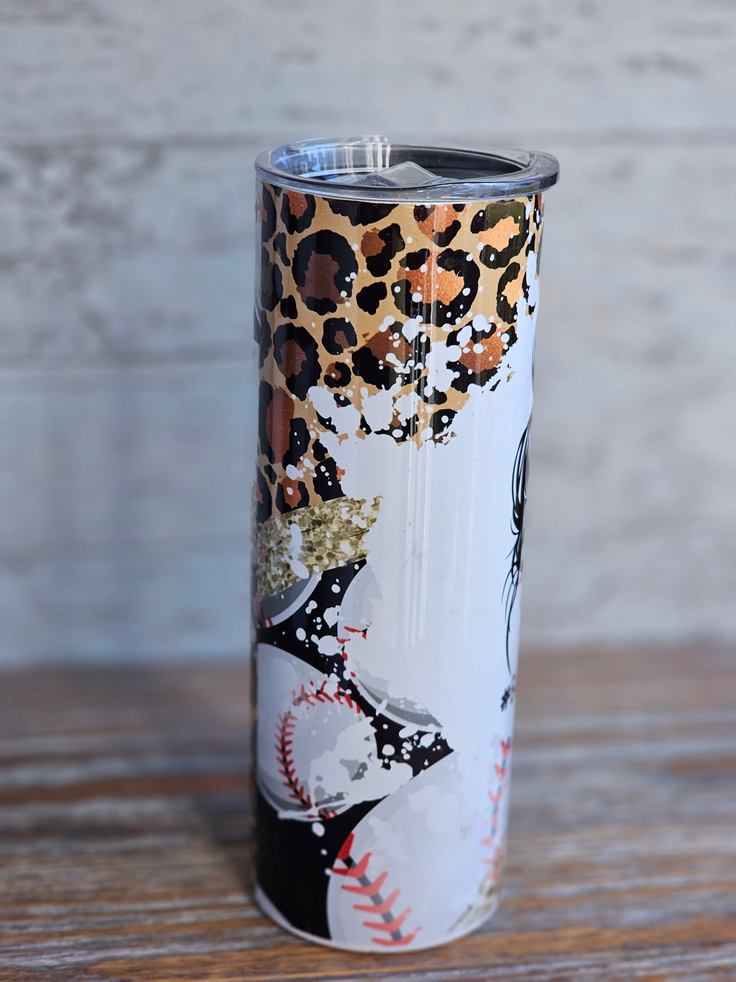 #BaseballMom Messy Bun - 20 oz Stainless Steel Tumbler