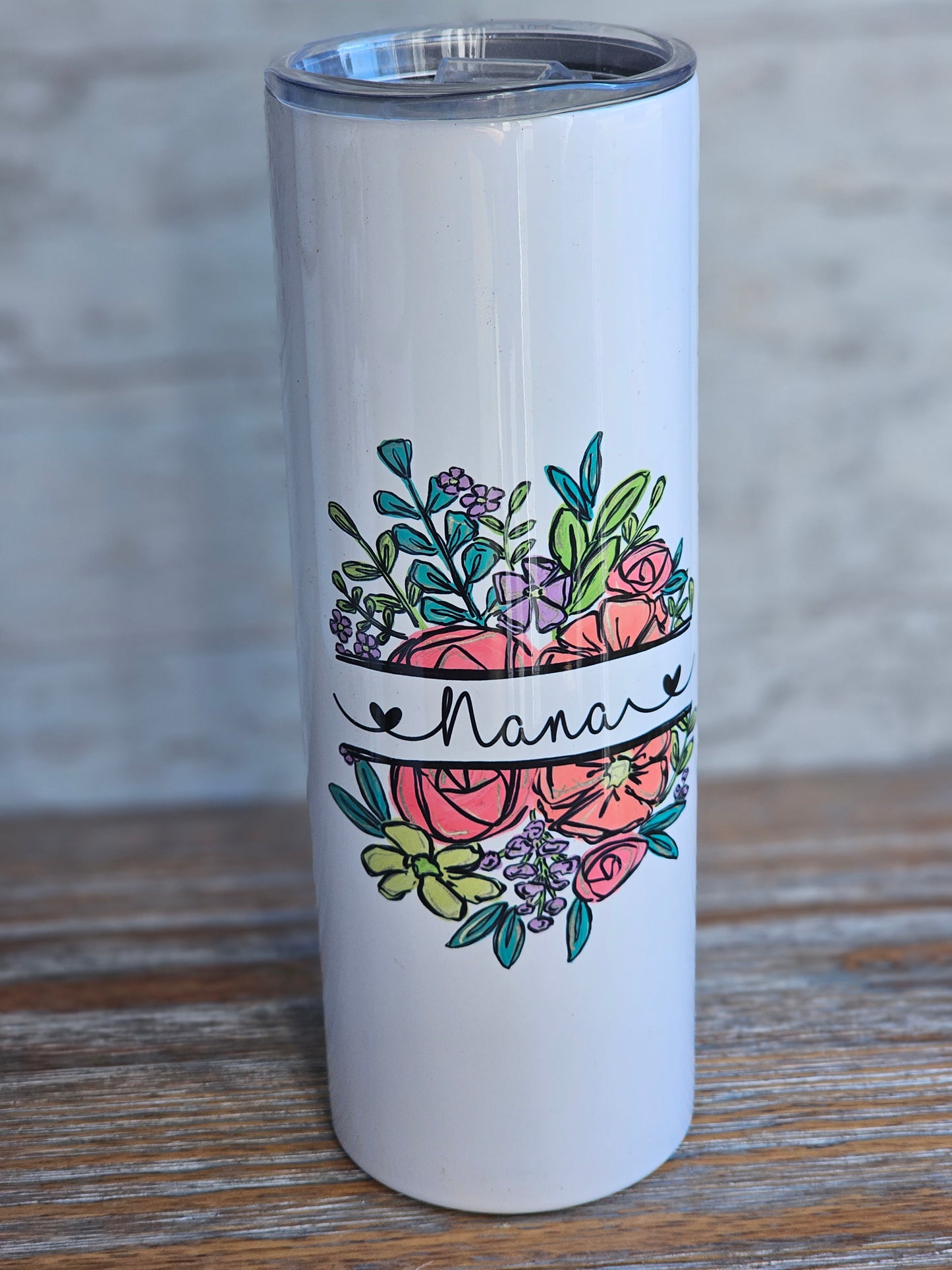 Nana Flowers - 20 oz Stainless Steel Tumbler