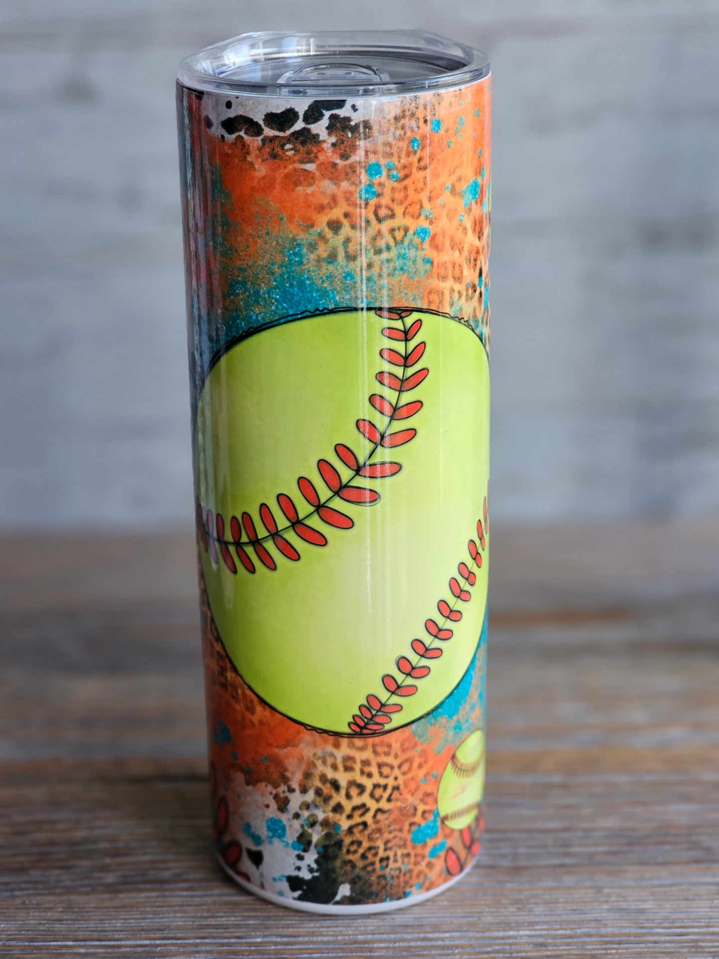 Softball Leopard - 20 oz Stainless Steel Tumbler