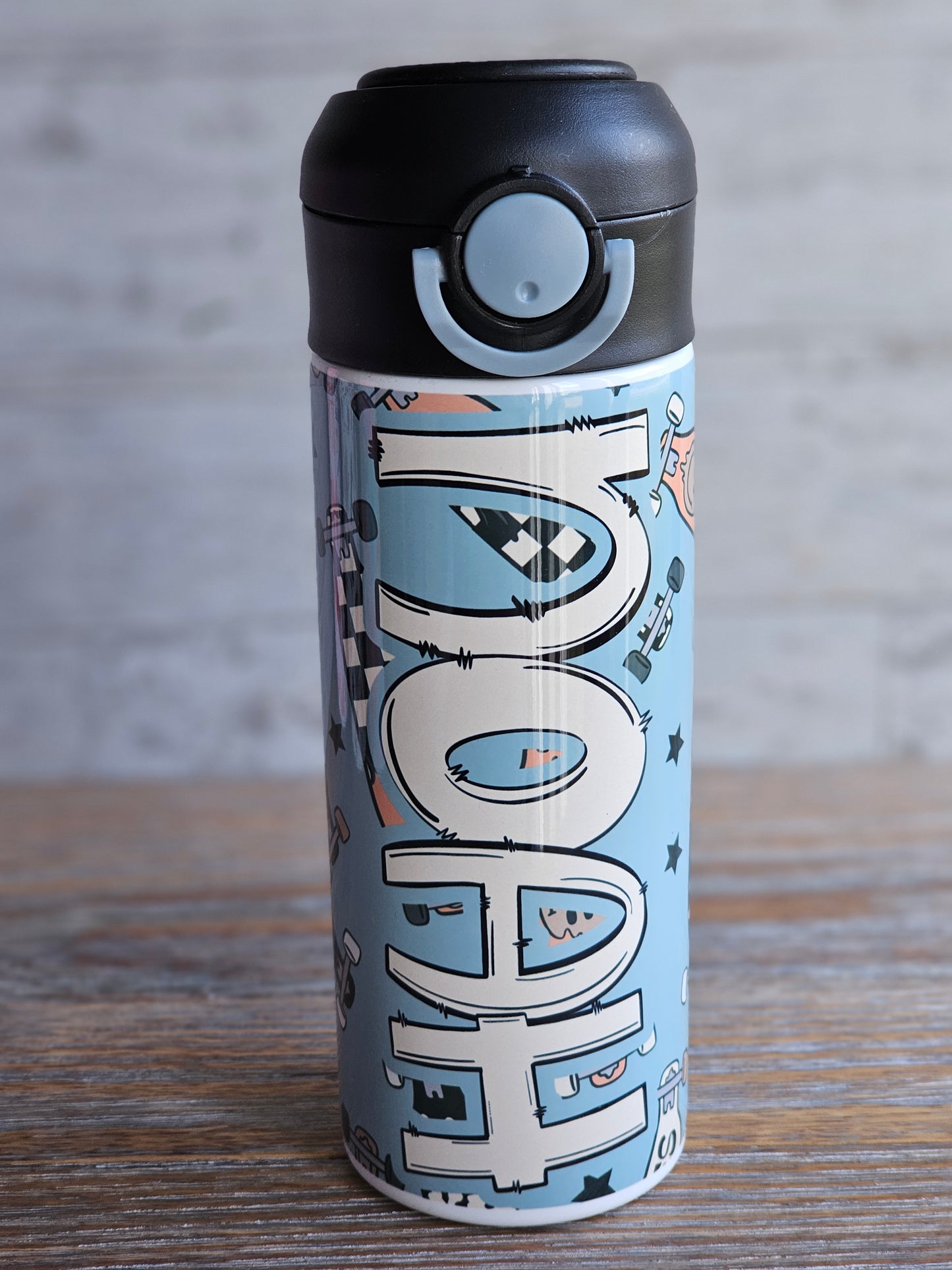 Checkered Smiles - NOAH - Personalized Water Bottle - READY TO SHIP