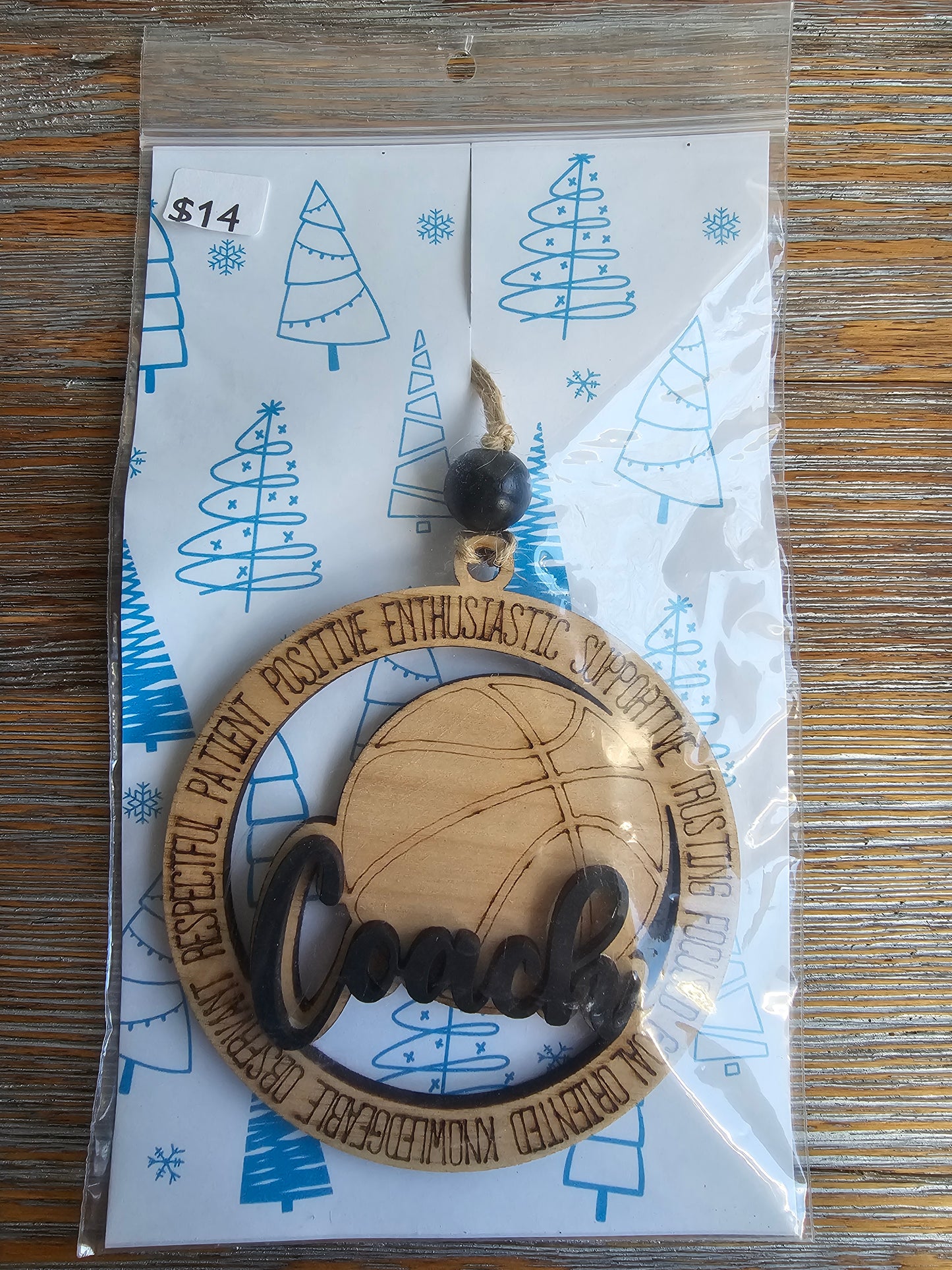 Basketball Coach BLACK Wood Ornament - READY TO SHIP