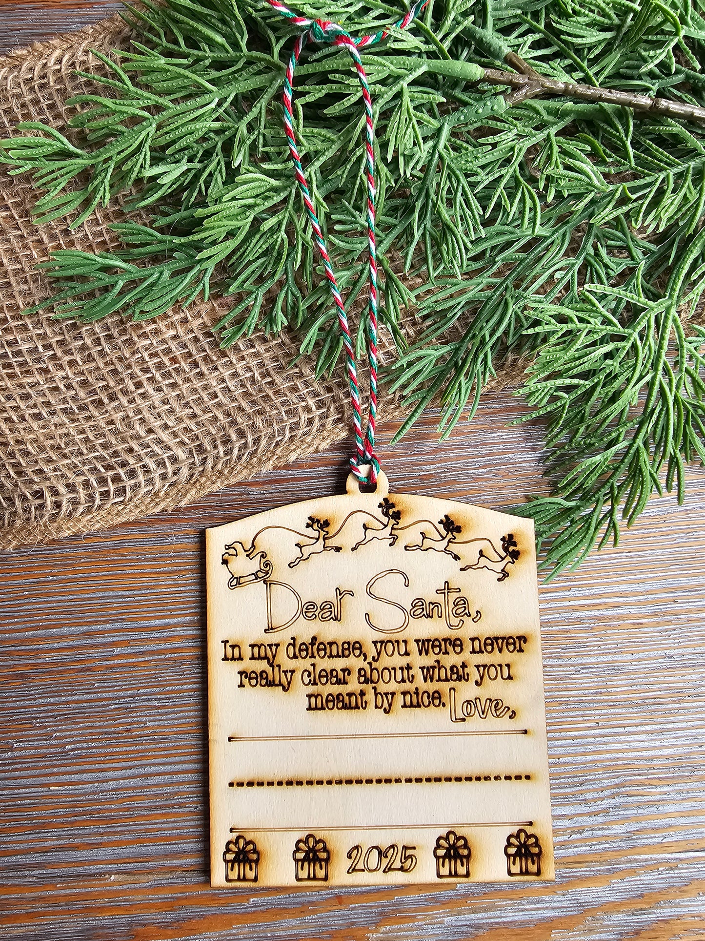 2025 "Dear Santa - Define Nice" Ornament