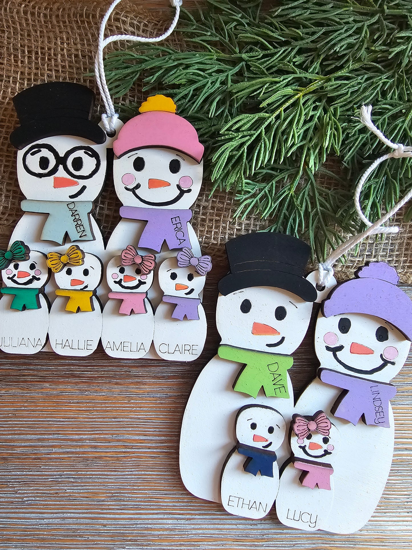 Personalized Snowman Family Ornament – Custom Names & Family Sizes