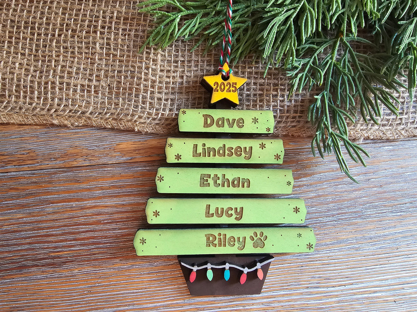 Personalized Family Christmas Tree Ornament – Custom Names Keepsake