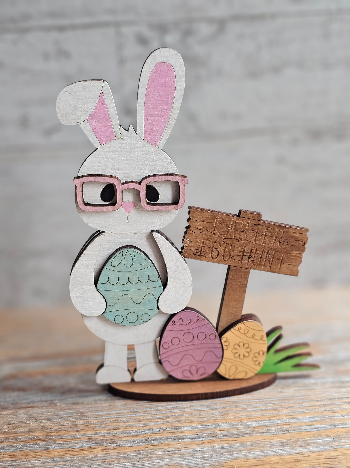 Easter Bunny Wood Decor - Happy Easter Sign