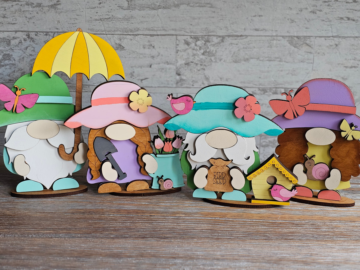 Spring Butterfly Girl Gnome Wood Decor