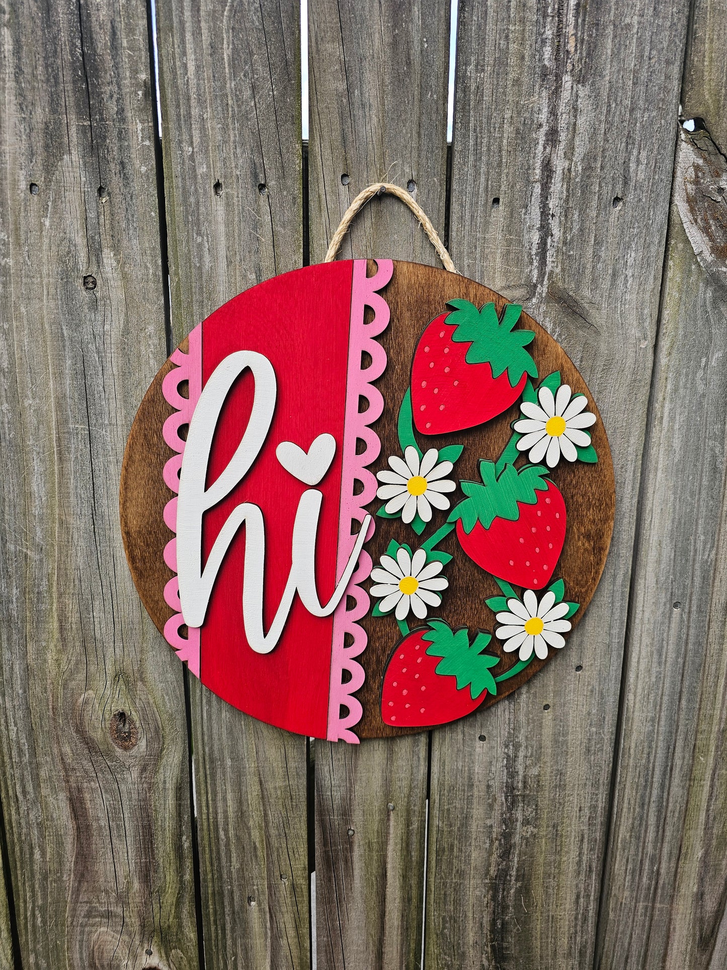 Strawberry Hi Wood Door Sign