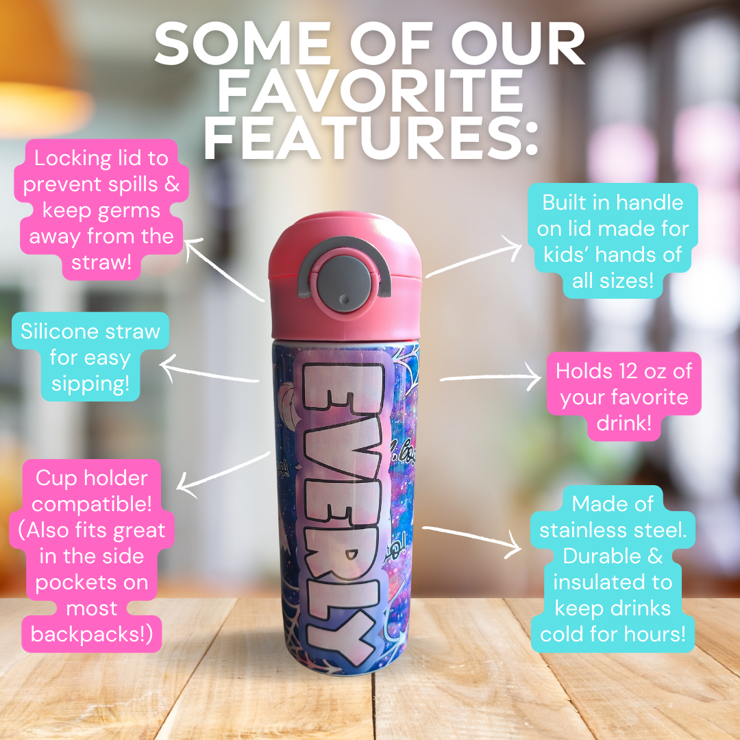 Tie Dye Ghosts Flip Top Water Bottle - Personalized