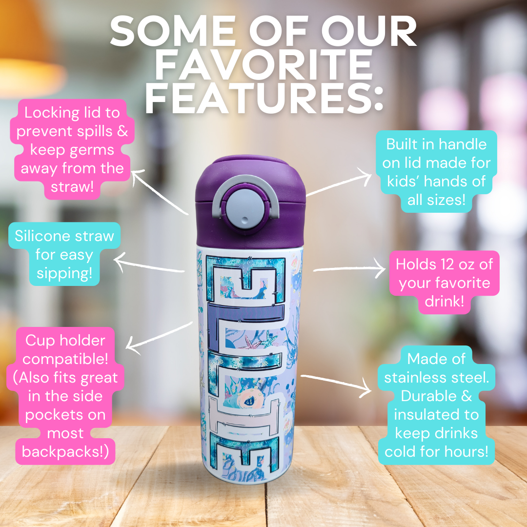 Purple Mermaid Personalized Water Bottle
