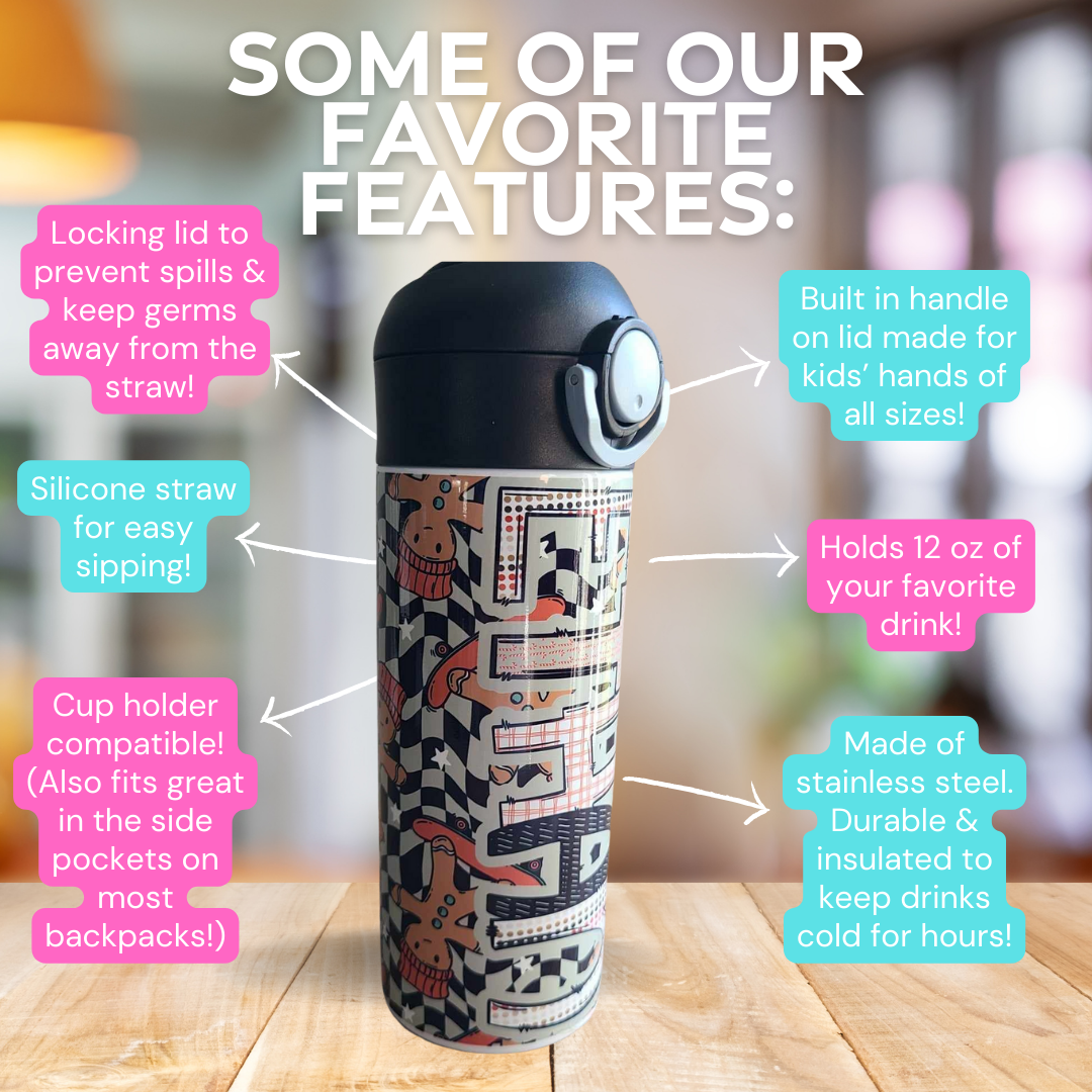 Skateboarding Gingerbread Flip Top Water Bottle - Personalized