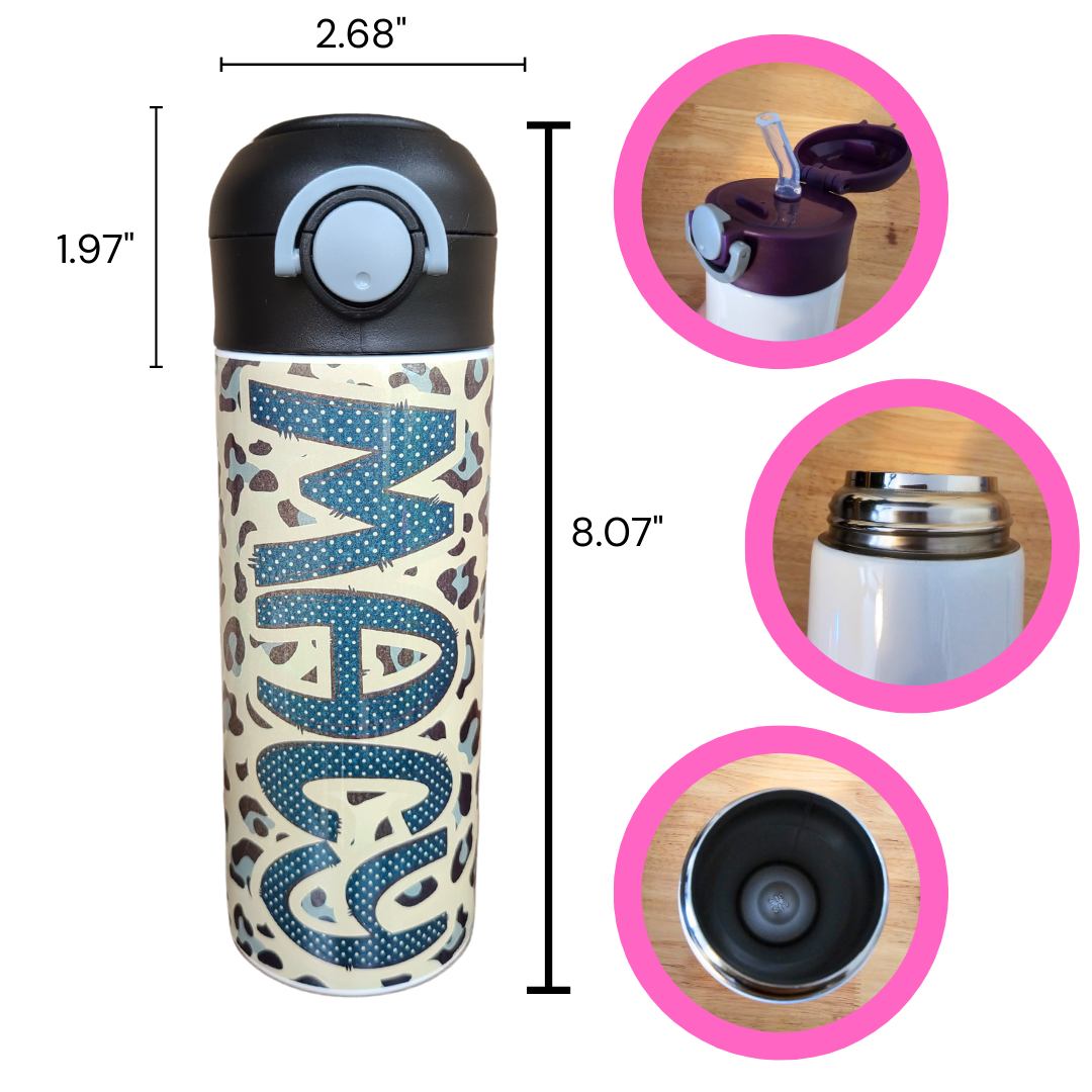 Leopard Print Water Bottle OR Sippy Cup - Personalized