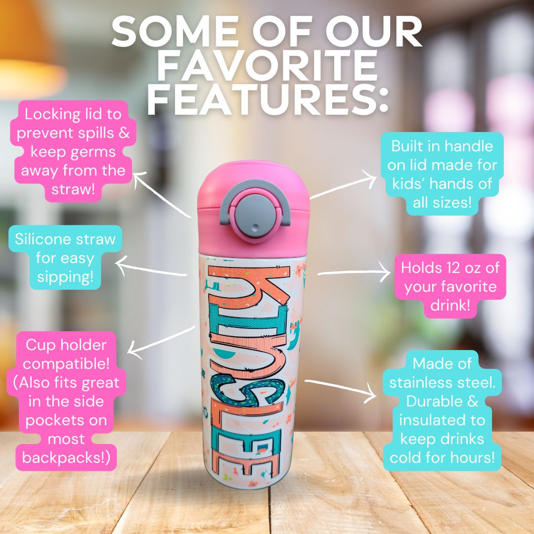 Sloth Themed Flip Top Water Bottle - Personalized