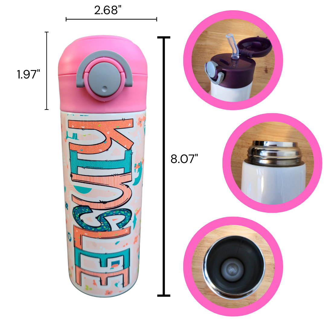 Sloth Themed Flip Top Water Bottle - Personalized