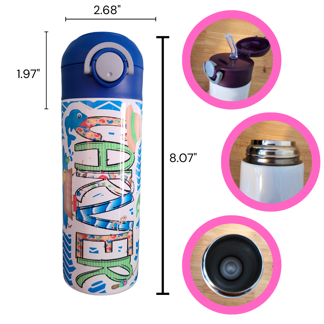 Fishing Themed Flip Top Water Bottle - Personalized