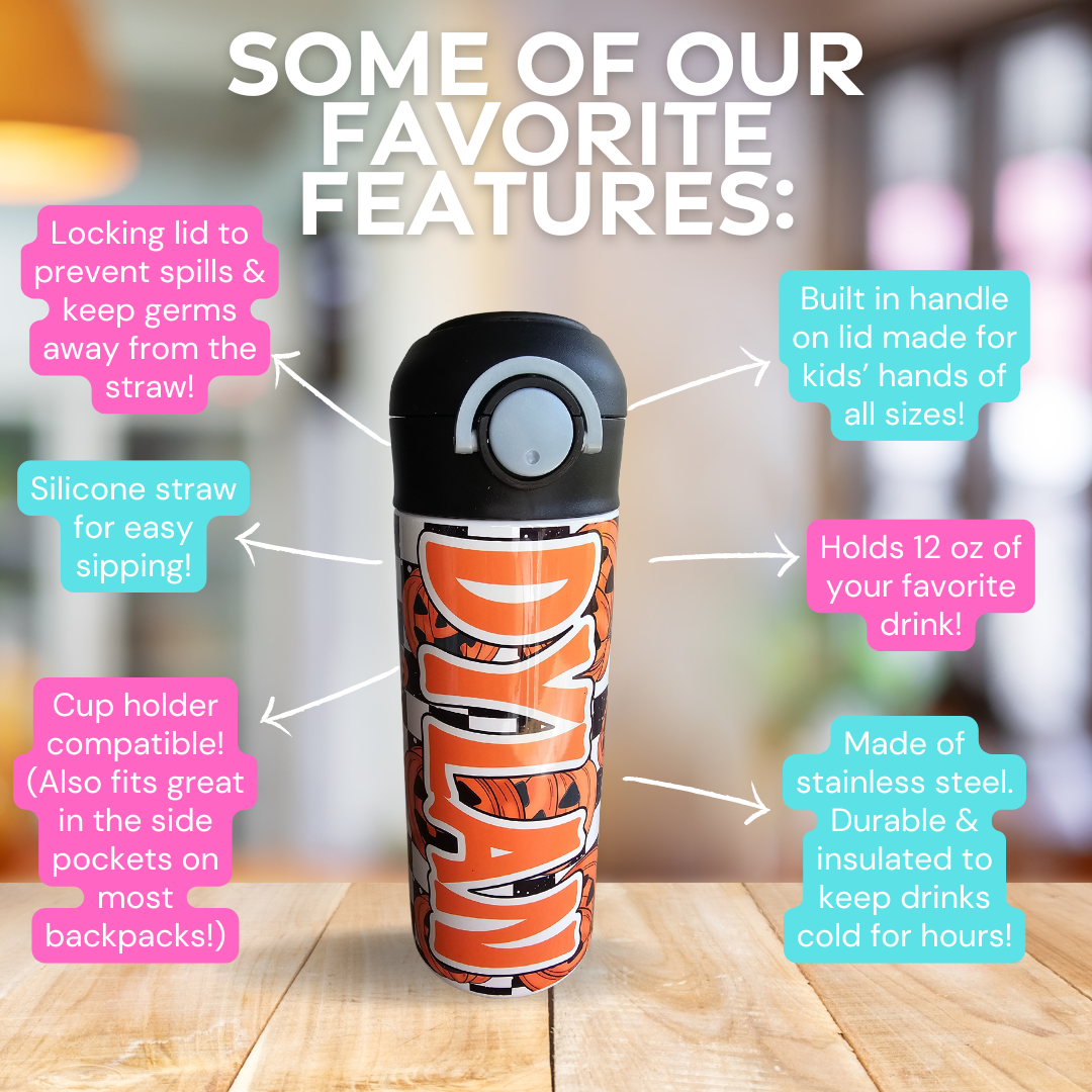 Pumpkin Checks Flip Top Water Bottle - Personalized